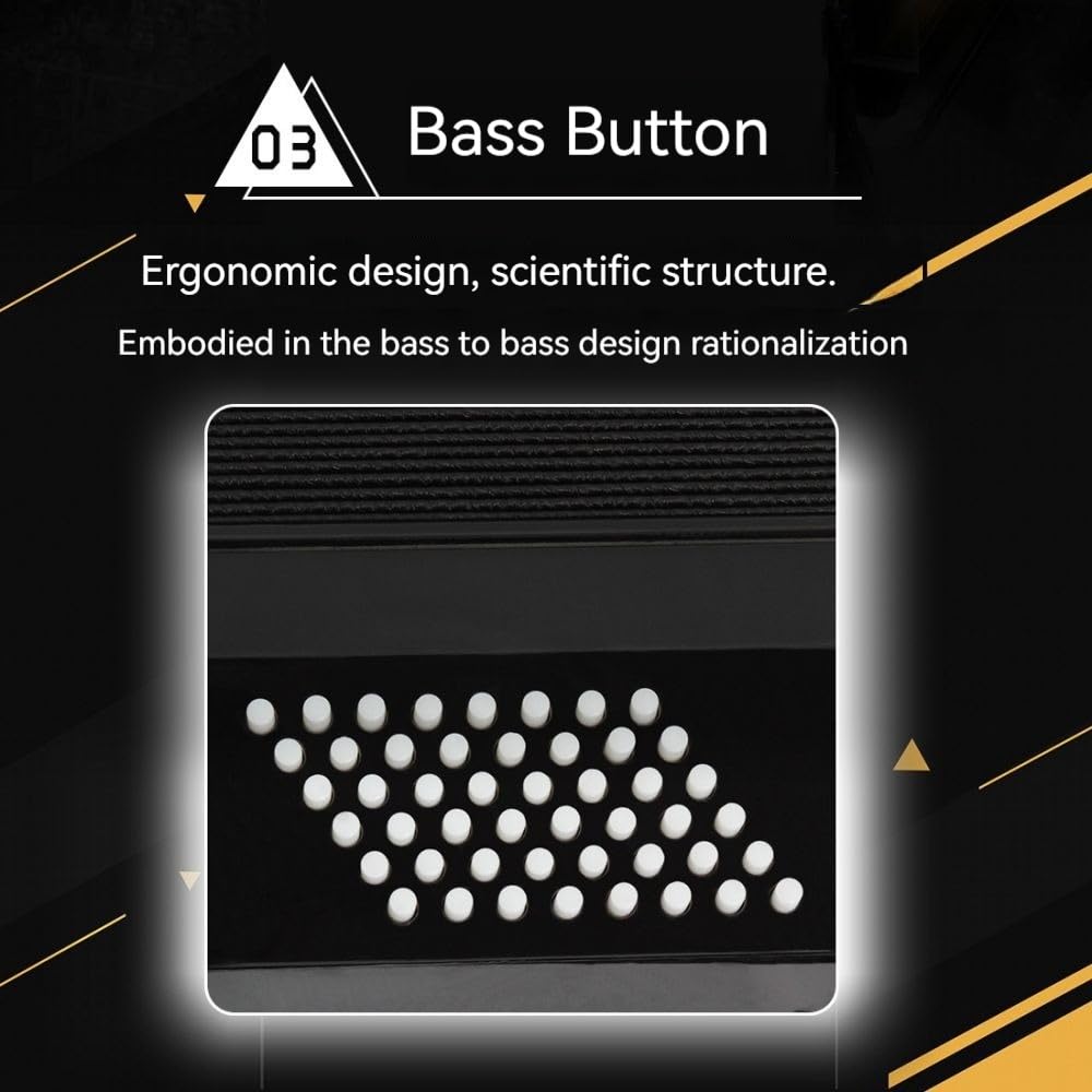 Fisarmonica a 26 tasti 48 bassi, corpo in ABS, vernice for pianoforte con superficie nera, interruttore audio, adatta a principianti e professionisti, borsa di stoccaggio inclusa e nastro for chitarra