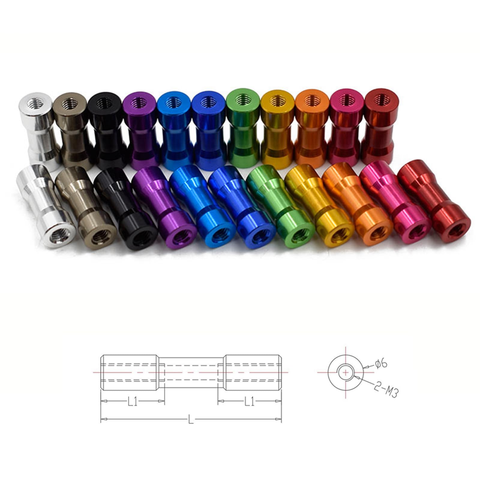 Fafeicy 10 Pezzi Distanziatore Rotondo, Lega Di Alluminio M4x0,7 Mm Filettatura Femmina Pilastro Di Collegamento Colonna Distanziale, Diametro Esterno 6 Mm, Per Intervallo Di Spazio - Foto 2