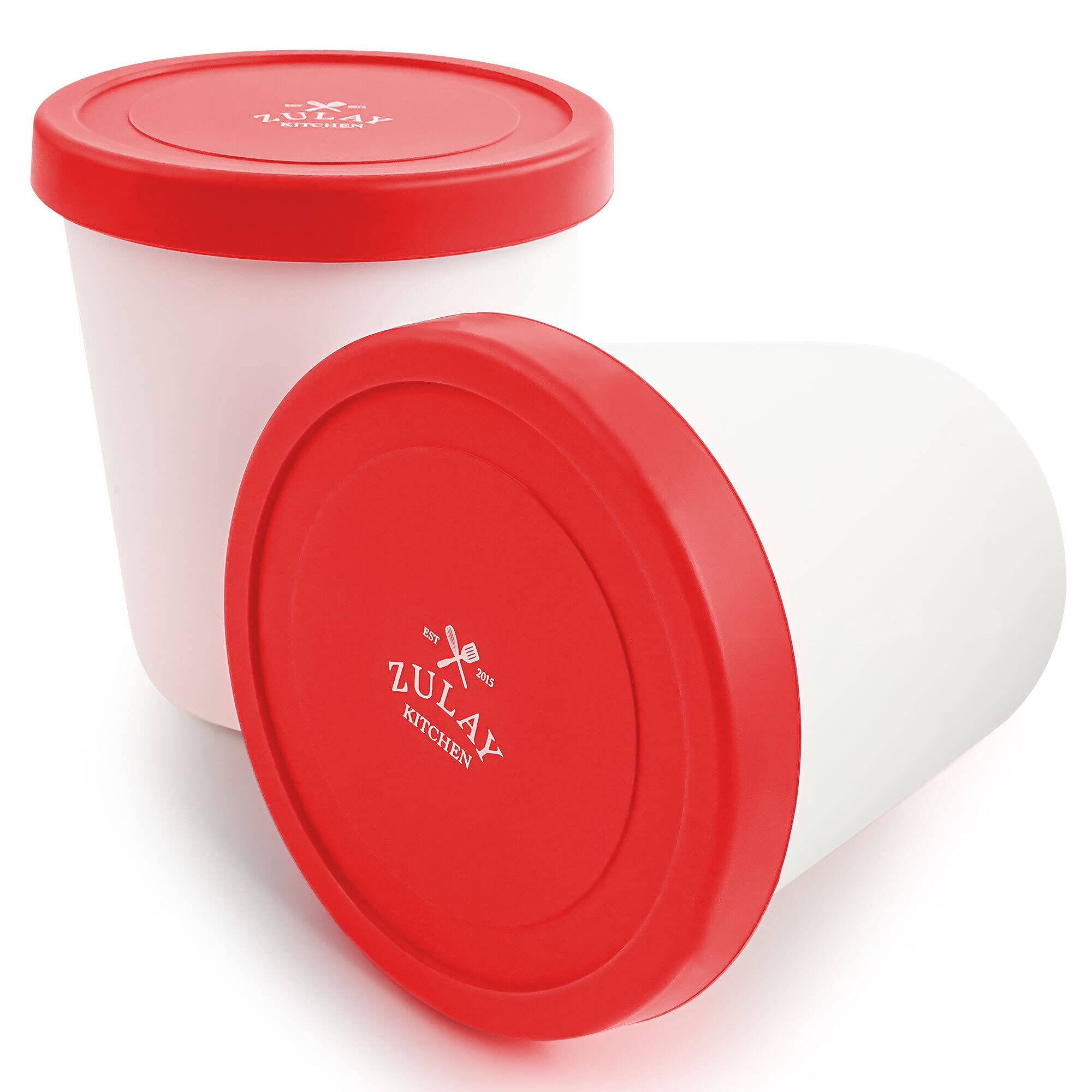 Amazon.com: Zulay Large Ice Cream Containers - 2 Pack, 1 Quart