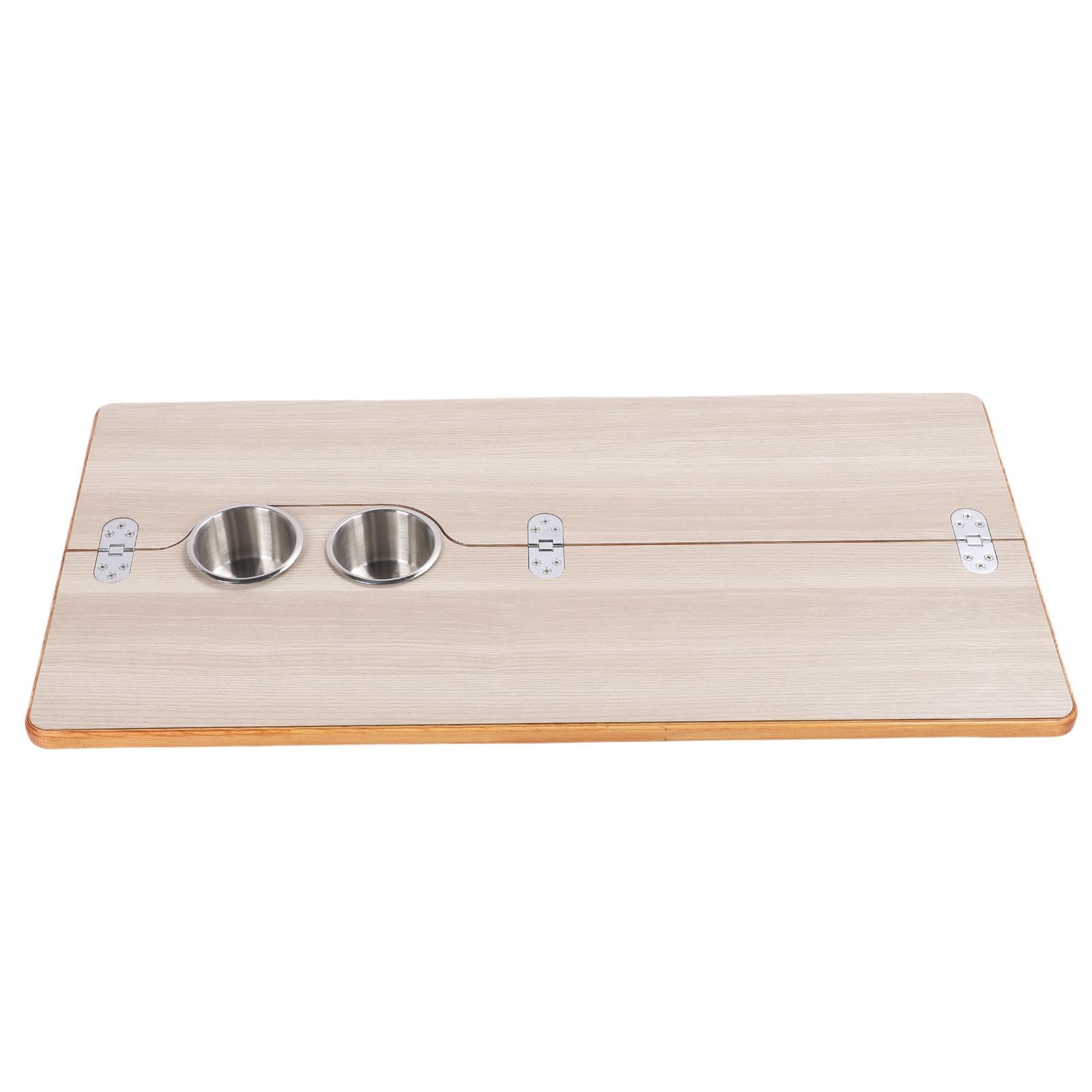 Tbest Klappbare Wohnmobil-Tischplatte, 80 X 39 cm, Massivholz, mit 2 Getränkehaltern für Arbeiten Am Yachtdeck (Holzfarbe)