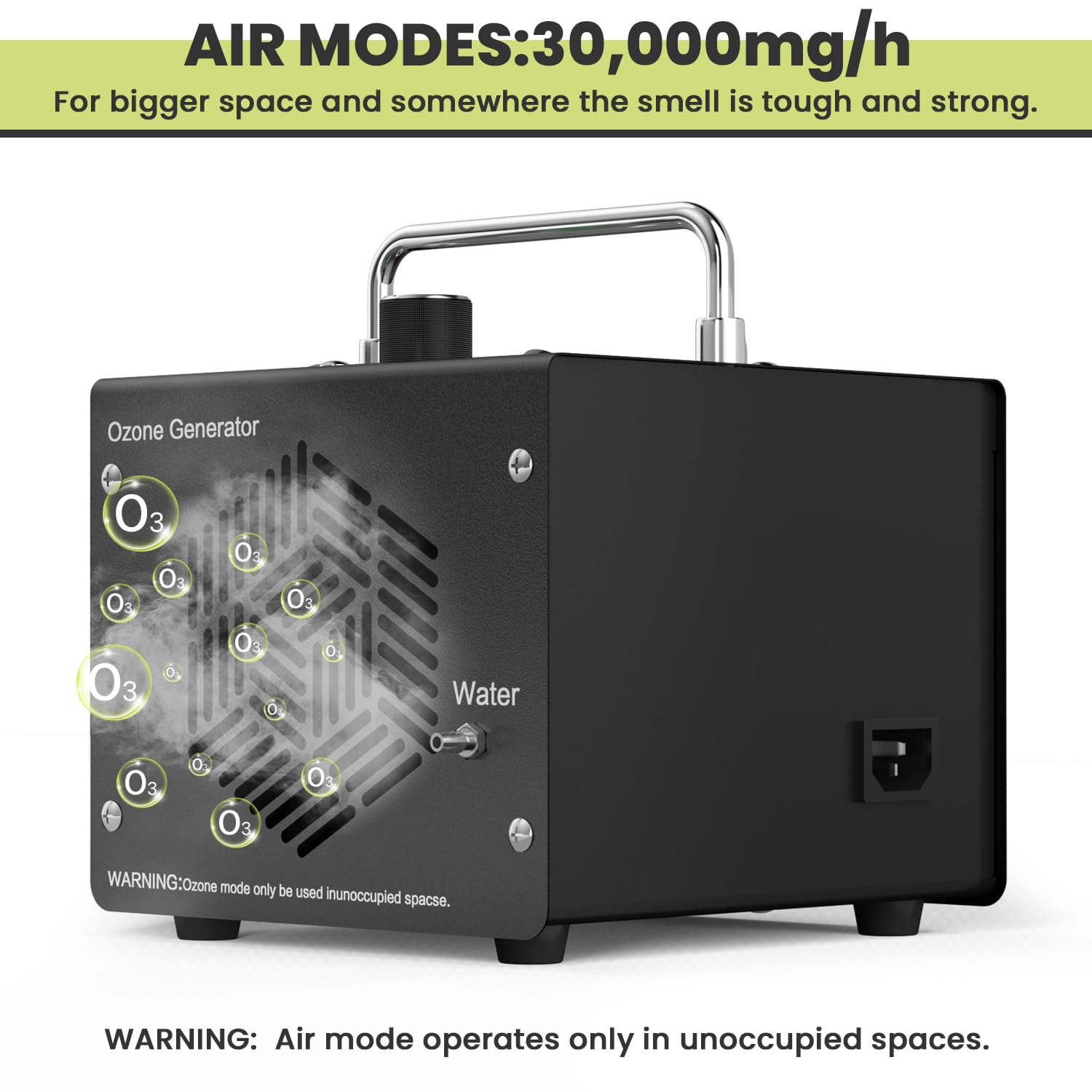 Medvoe Generator 0zone do wody i powietrza - O3 oczyszczacz powietrza do domu i samochodu, usuwanie zapachu maszyny ozonowej dla dymu i zwierząt domowych (czarny)