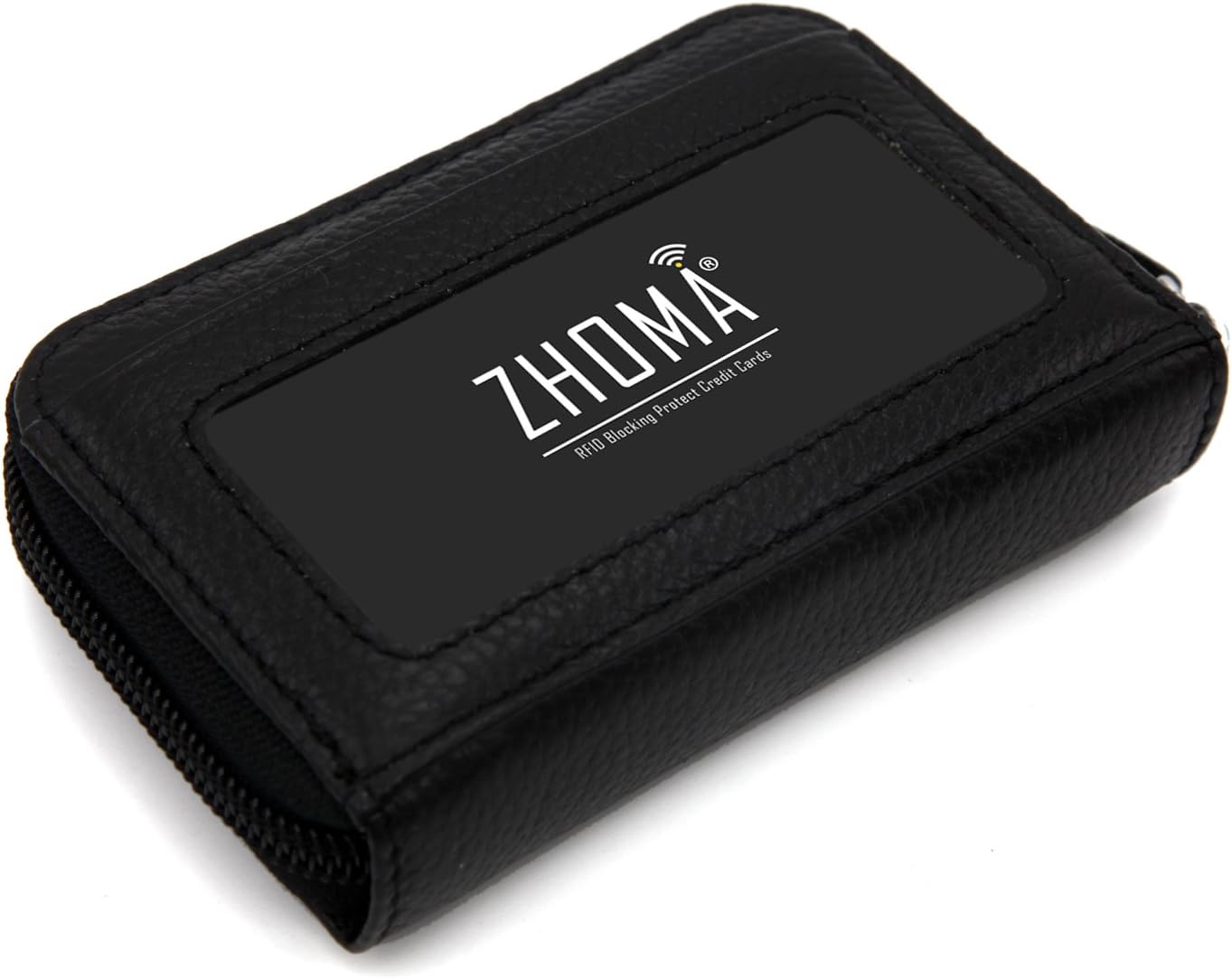 Zhoma RFID Blocking Genuine Leather Credit Card Case Holder Security Travel Wallet - Black : Clothing, Shoes & Jewelry