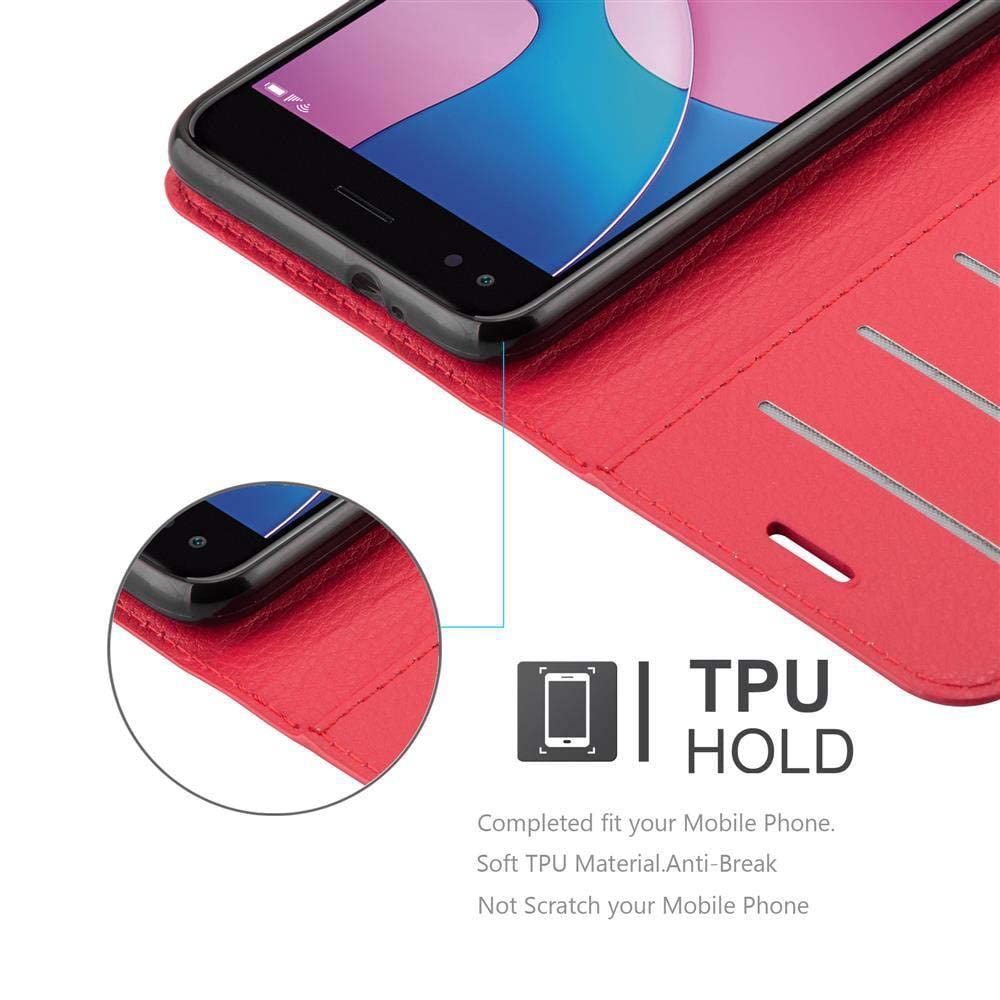 Cadorabo Custodia Libro per Huawei Y6 PRO 2017 in ROSSO CARMINIO - con Vani di Carte, Funzione Stand e Chiusura Magnetica - Portafoglio Cover Case Wallet Book Etui Protezione
