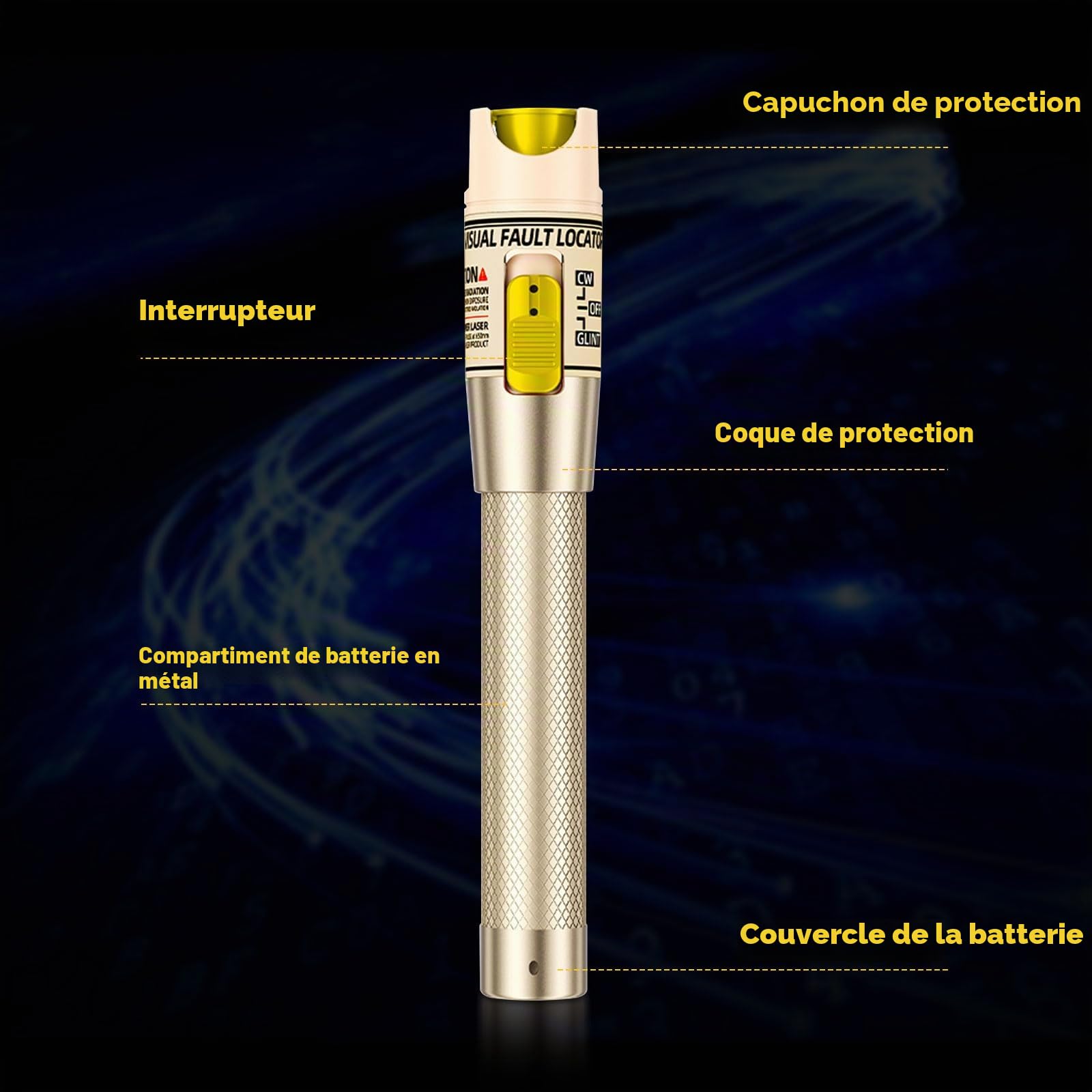Localisateur visuel de défauts 100 mW, testeur de câble à fibre optique avec interface universelle de 2,5 mm, adaptateur FC/ST/SC, pour test de câble réseau à fibre optique