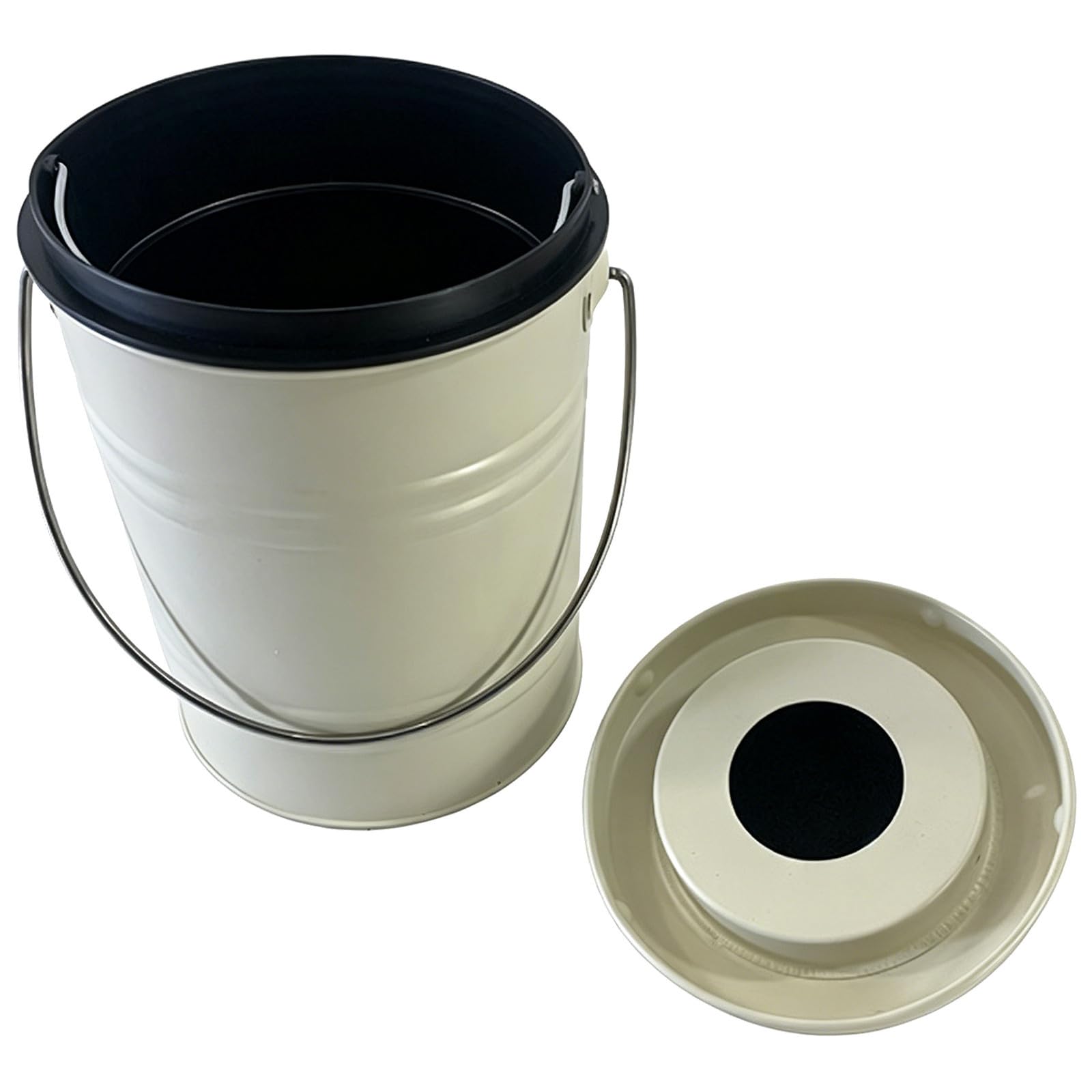 Contenitore e Maniglia con Coperchio per Compost in Ferro Bianco Design Compatto e Prevenzione Odori Sotto Lavello per Scarti da Cucina