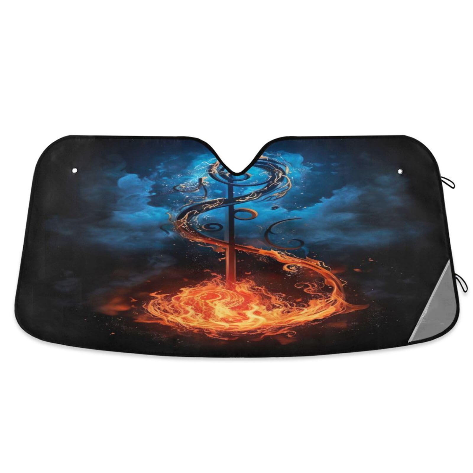 Haskirky Musical Notes Car Windshield Sunshade Blocks UV Ray Folding Sun Shield Automotive Interior Protector Keep Your Vehicle Cool 57x31.5 in