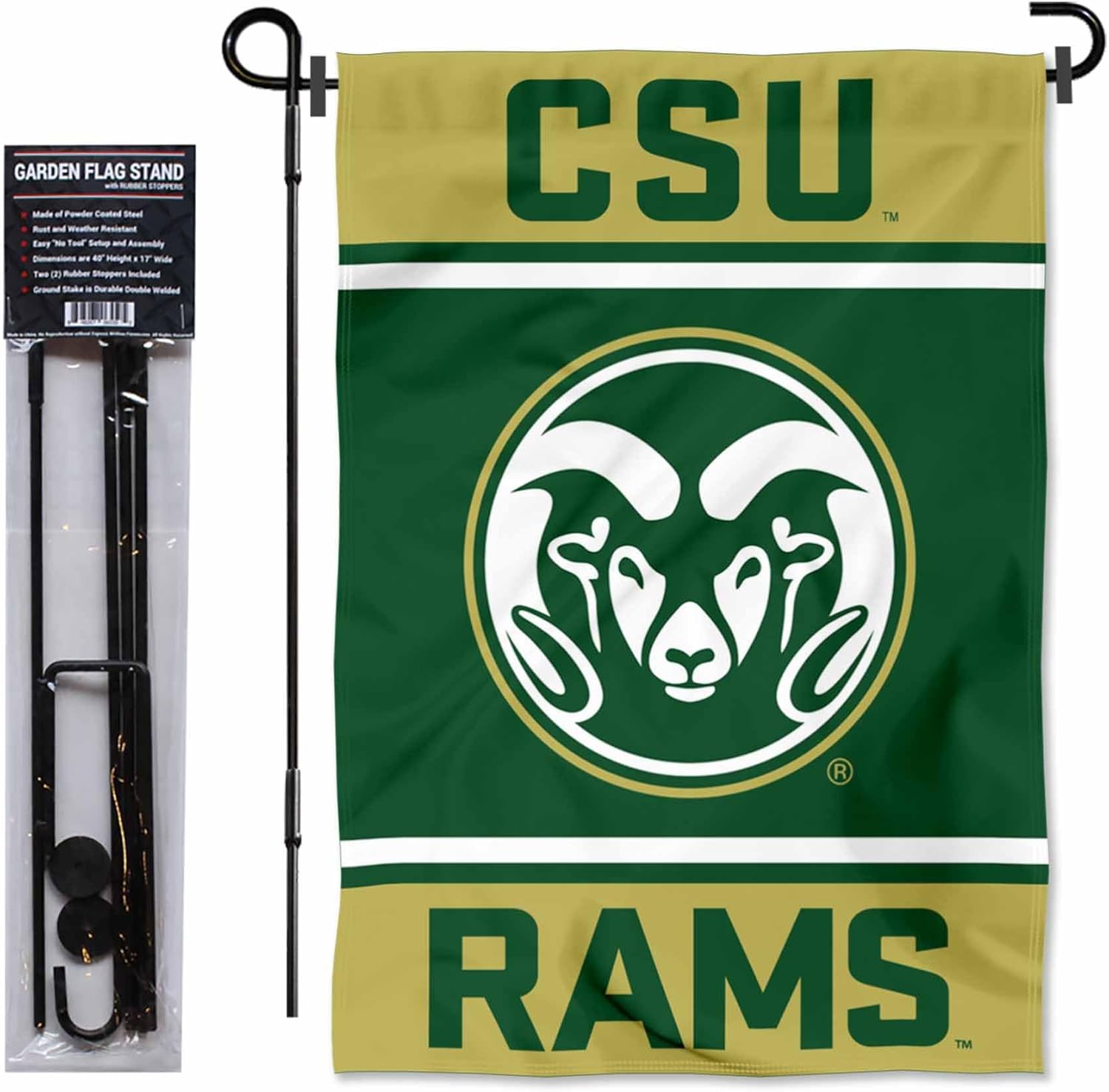 Colorado State Rams Garden Flag and Pole Holder Set