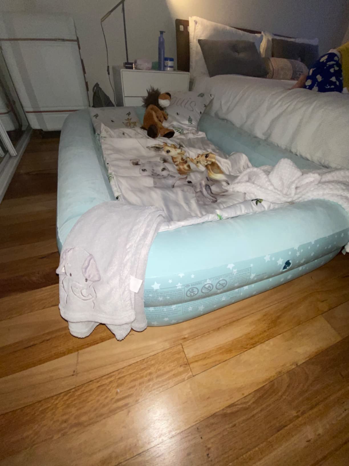 Intex Kidz Travel Cot Bed Inflatable Mattress Air Bed with Pump, Mint Green, 36 years, 168 x