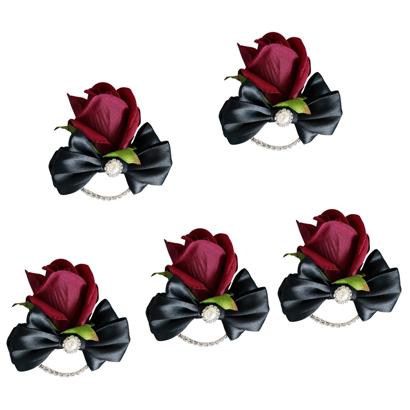 Buxuaaaa Wrist Flower 5Pcs Rose Boutonniere For Bride, Bridesmaid, Wedding Wrist Corsages For Wedding Ceremony Anniversary Prom Party Flower