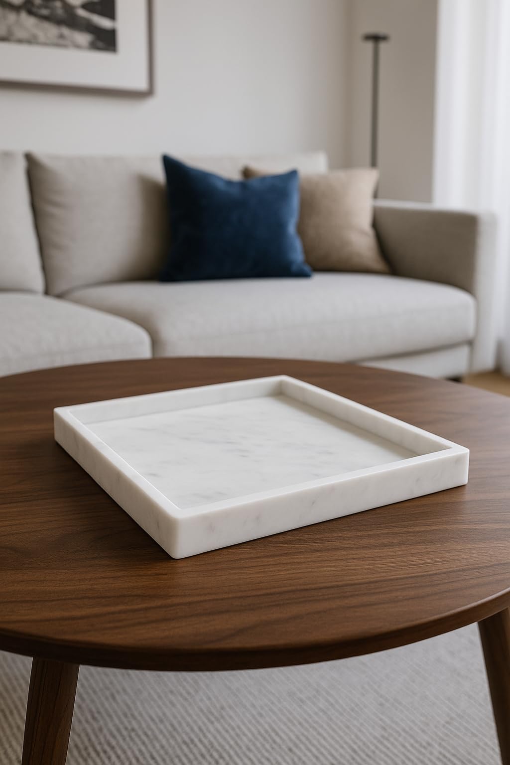 Bandeja Cuadrada de mármol Blanco 25x25 cm | Centro de Mesa Elegante y Minimalista | Diseño Artesanal Italiano – Kalu Creations