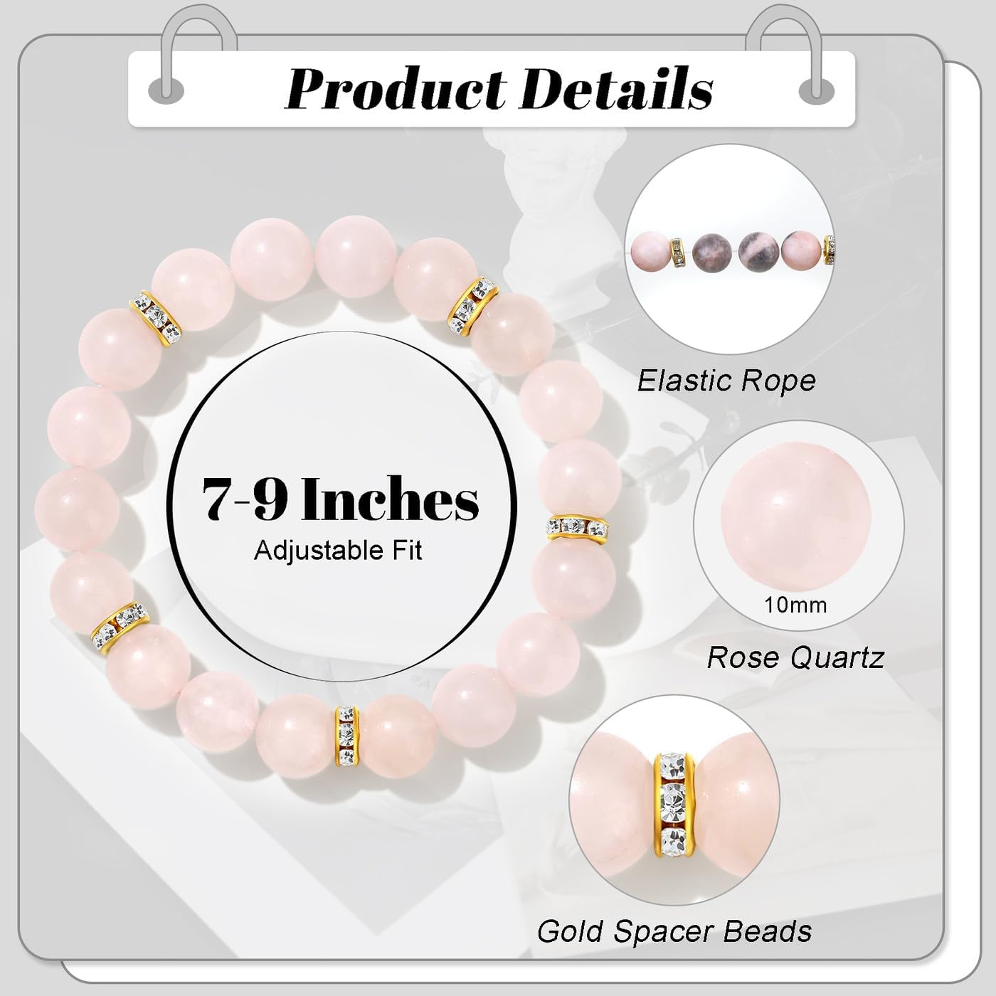 DUQGUHO Healing Bracelets for Women Anxiety Crystal Bracelet 10mm Stretch Stone Jewelry Crystal Gifts for Women - Image 4