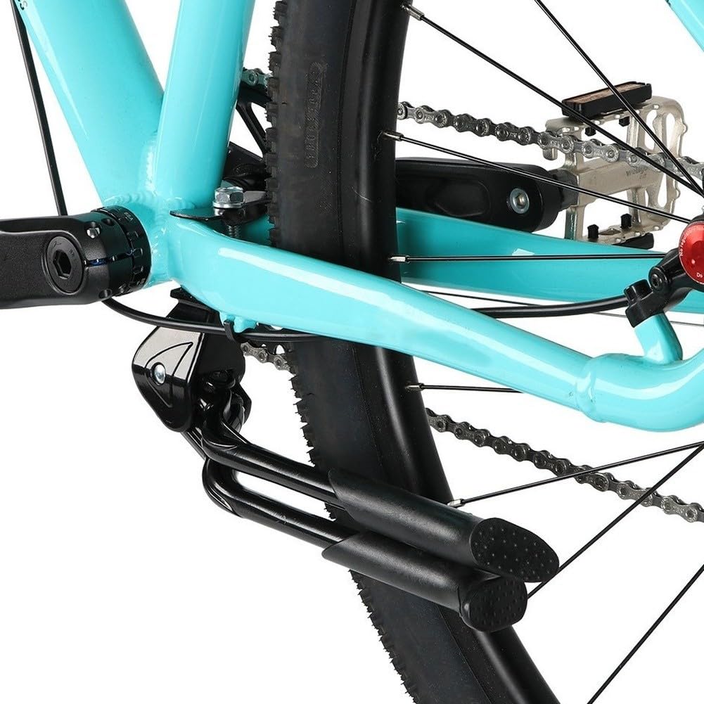 Cavalletto in alluminio per bicicletta, regolabile, 24-29 pollici, doppio cavalletto centrale con piedini in gomma antiscivolo, per mountain bike, e-bike, bici da corsa, nero