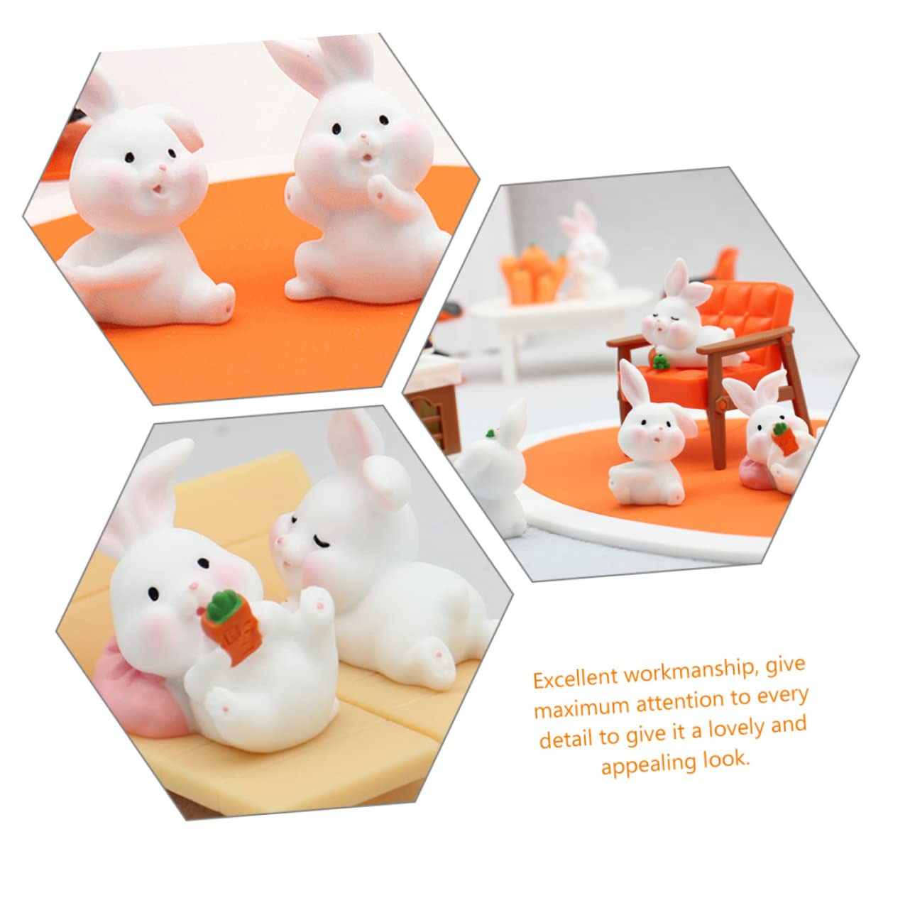 Alipis 3 Juegos Adornos de Resina decoración Pascua decoración de Pascua los Adornos de Oficina Estatua de Conejo Feng Shui Decoraciones de Pastel Office Decor pequeño Conejito de Mesa