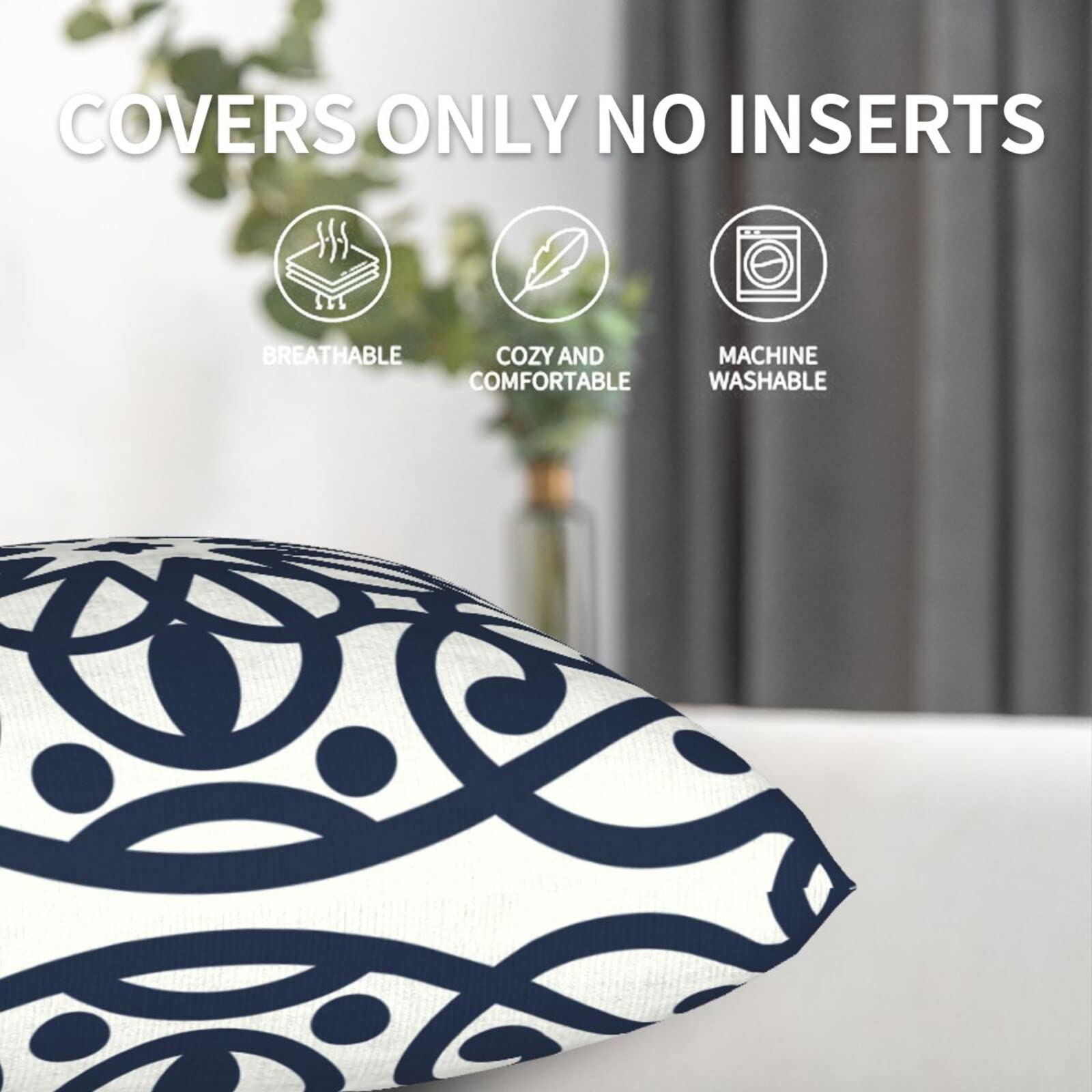 Federa Cuscino Decorativa Bohémien 45x45 Cm - Ricamo Mandala In Cotone, Blu Acqua, Per Divano E Letto