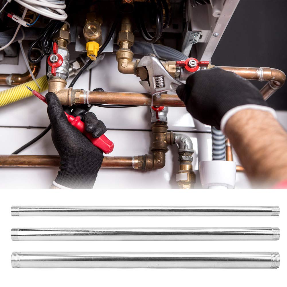 Duokon Edelstahl Rohrverschraubung mit Außengewinde G3/4 männlich, 50 cm, 1 Stück, Silber, für Gas, Wasser, Sanitär, Hardware