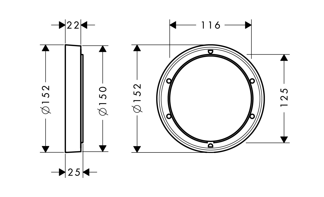 hansgrohe Część zamienna, rozeta przedłużająca, średnica 150 mm, chrom