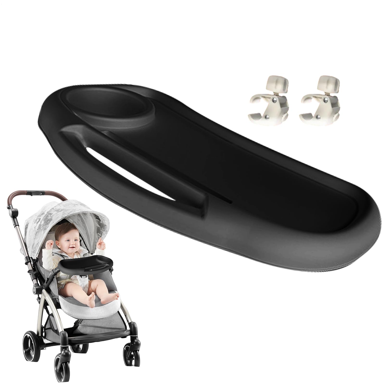 Porte-colonnes à Poussette, Plateau de Poussette | Plateau de collation Amovible avec Porte-Tasse | Accessoires Portables, attachement réutilisable de pour la Maison