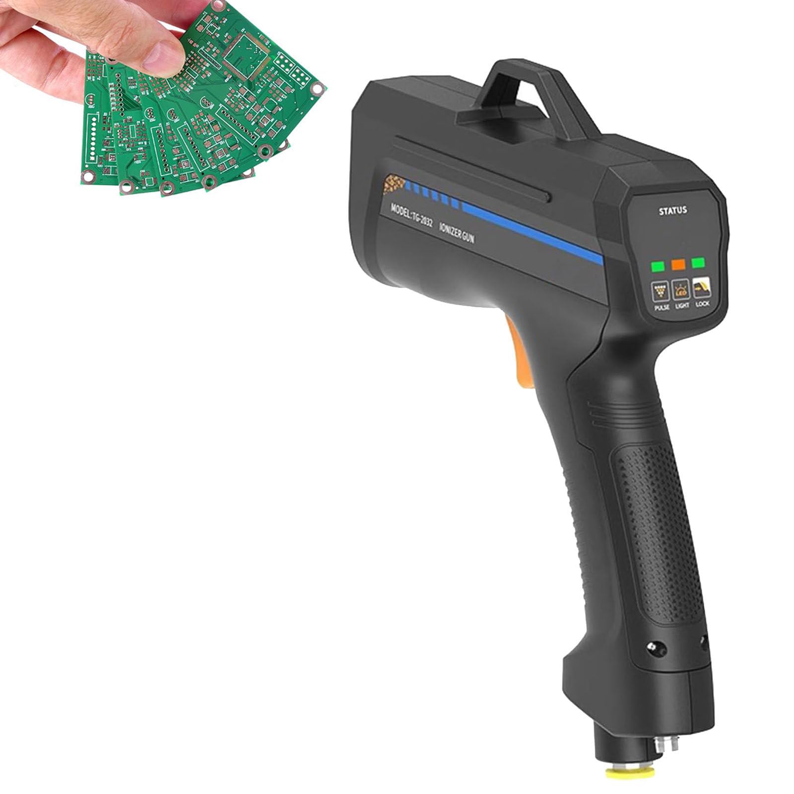 PtaTritious Anti Static Air Blowing Gun, Ionizing Air Guns, Handheld Anti Statics Guns Static Eliminator with Dust Detection Light, Efficient Dust Removal, for Clean Electronics, Cars PulseType