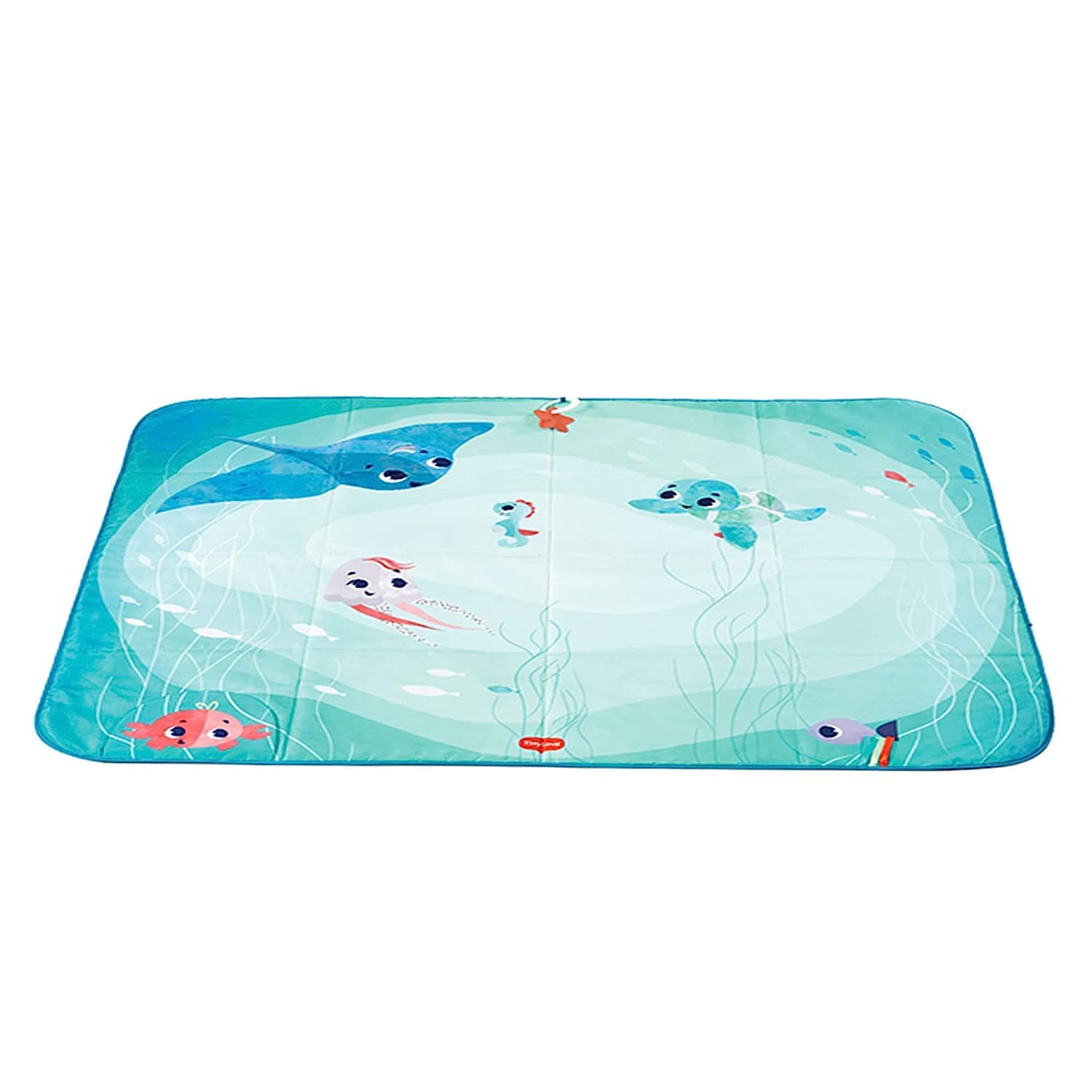 Tiny Love Baby Krabbeldecke “Super Mat" - XL Outdoor-Picknickdecke (140x113 cm), große und wasserfeste Baby-Spieldecke mit viel Spielzeug, nutzbar ab der Geburt, Treasure the Ocean
