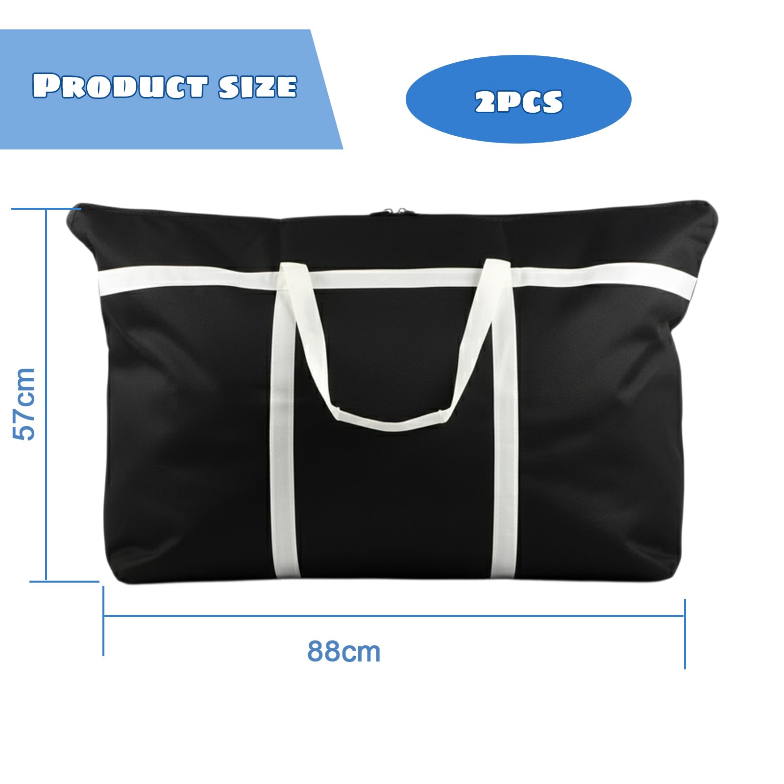 2 Pezzi 150L Grande Borsa Portaoggetti, Grande Borse Trasloco per Vestiti con Cerniere, Borse di Stoccaggio Trasloco, Manici Rinforzati, Sacchetti Impermeabili per Traslochi, Coperte