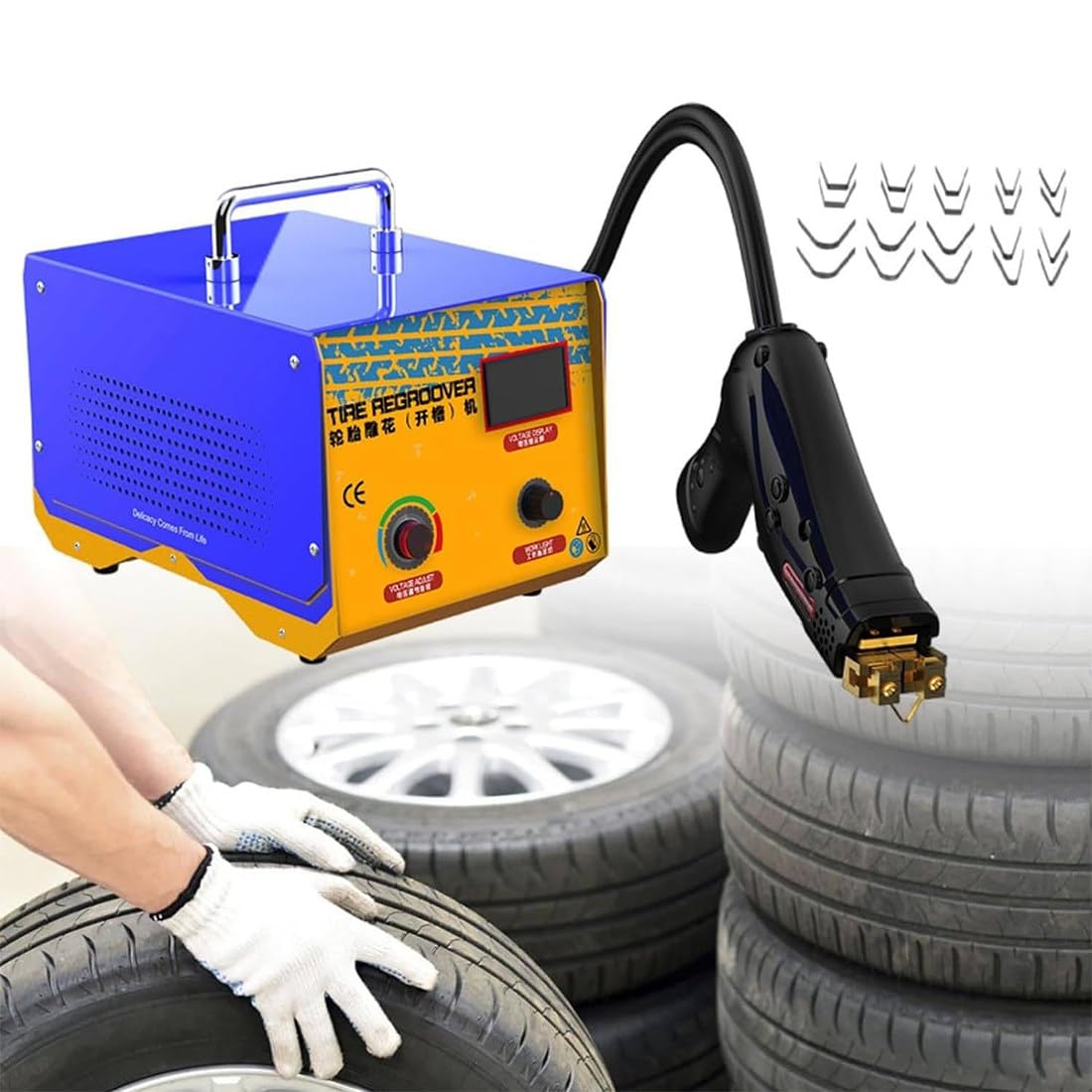 SBCGFY Tire Groover Heated Machine, Professional 1000W Rubber Grooving Tool,With 20 Blades, For Precision Tire Cutting,The Tread Pattern