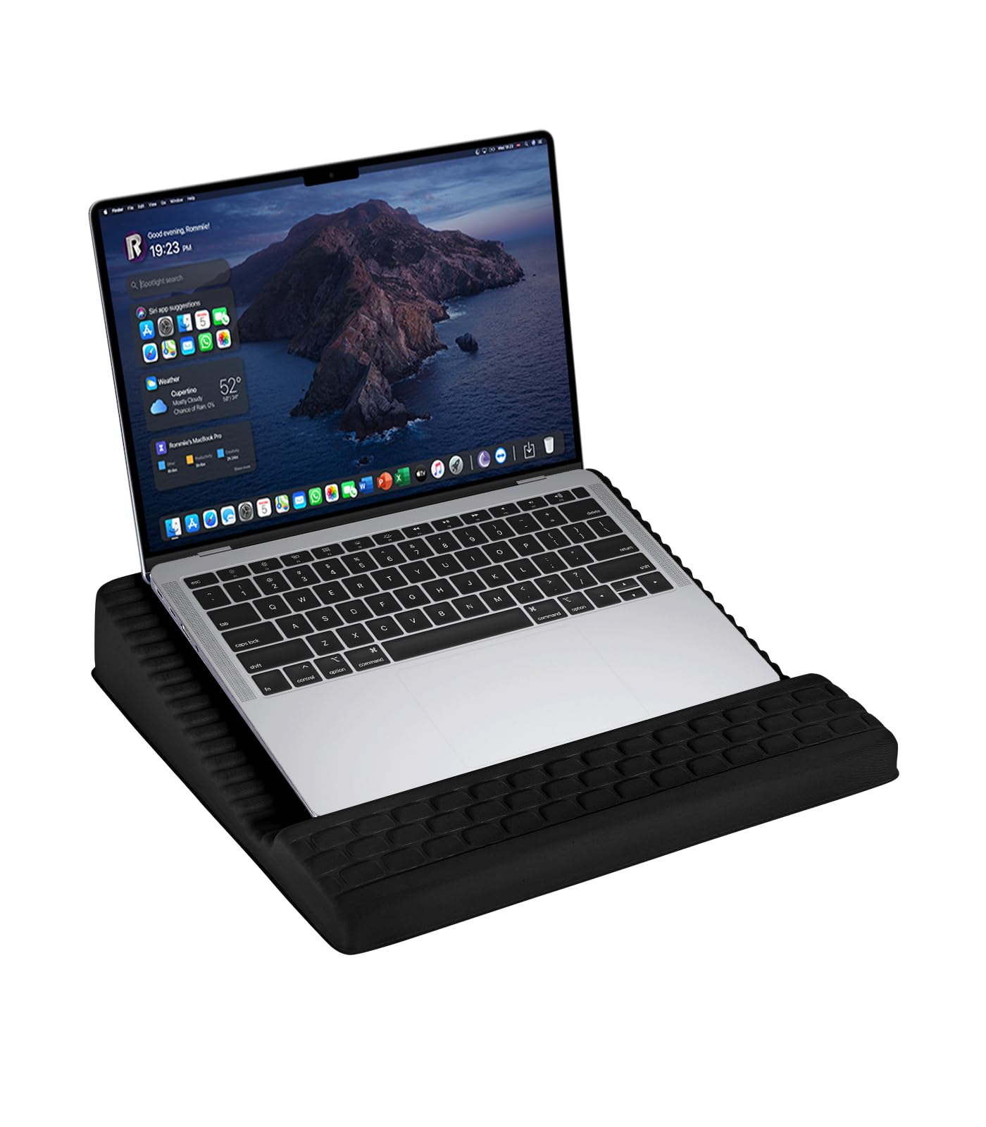 Support ordinateur portable 15.6 noir avec repose-poignet doux