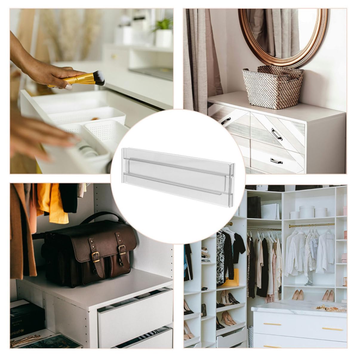 Beaupretty 8 Stück Schubladeneinteiler Organizer aus Ps Verstellbar 27,5 52cm Weiß für Kleidung zur Ordnung in Schrank und Schlafzimmer