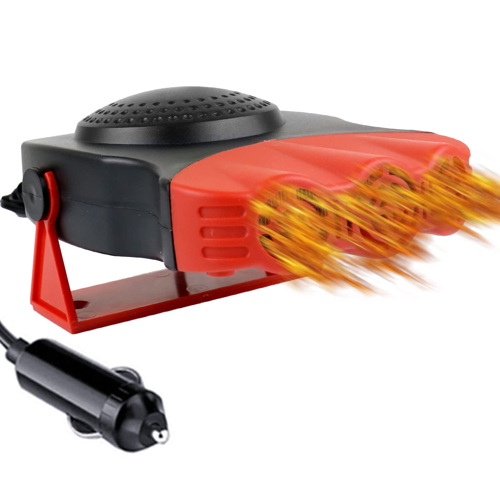 Upgrade Car Heater, Portable Electronic Auto Fan Heater 12V 150W 2 in 1 Heating/Cooling Function Fast Heating Car Defrost Defogger 3-Outlet Plug Adjustable Thermostat in Cigarette Lighter(Red)