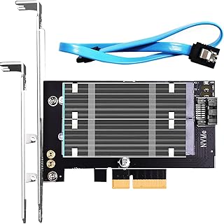 GLOTRENDS Dual M.2 X4 PCIe Adapter for One M.2 PCIe SSD and One M.2 SATA SSD, Support OS Booting from M.2 PCIe SSD or M.2 SATA SSD, Including 2 x M.2 Heatsink and Thermal Pad and M.2 Screws (PA12-HS)