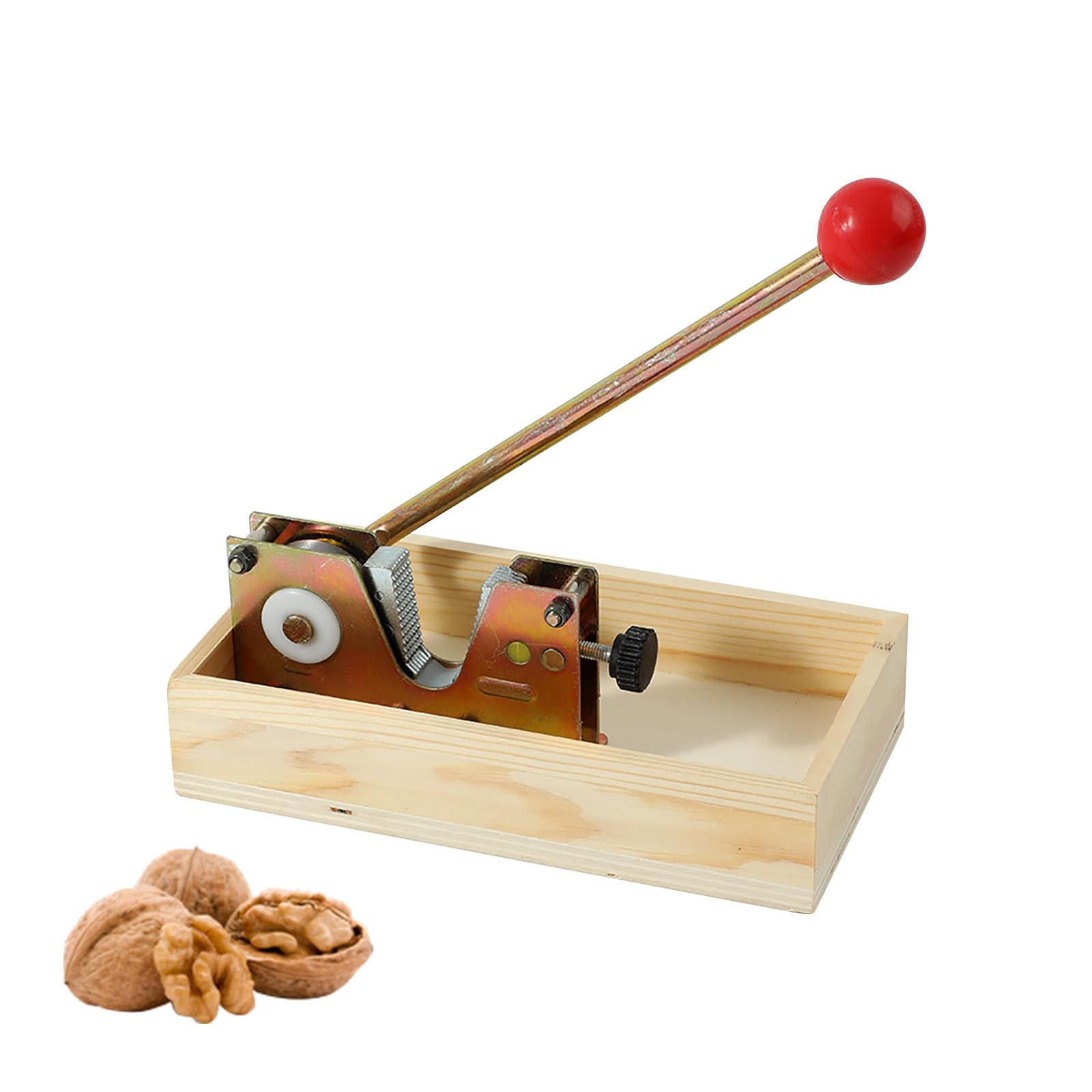 APGLSXY Nut Cracker with Wooden Storage Box & Ergonomic Handle for Kitchen Use Adjustable Nut Cracker