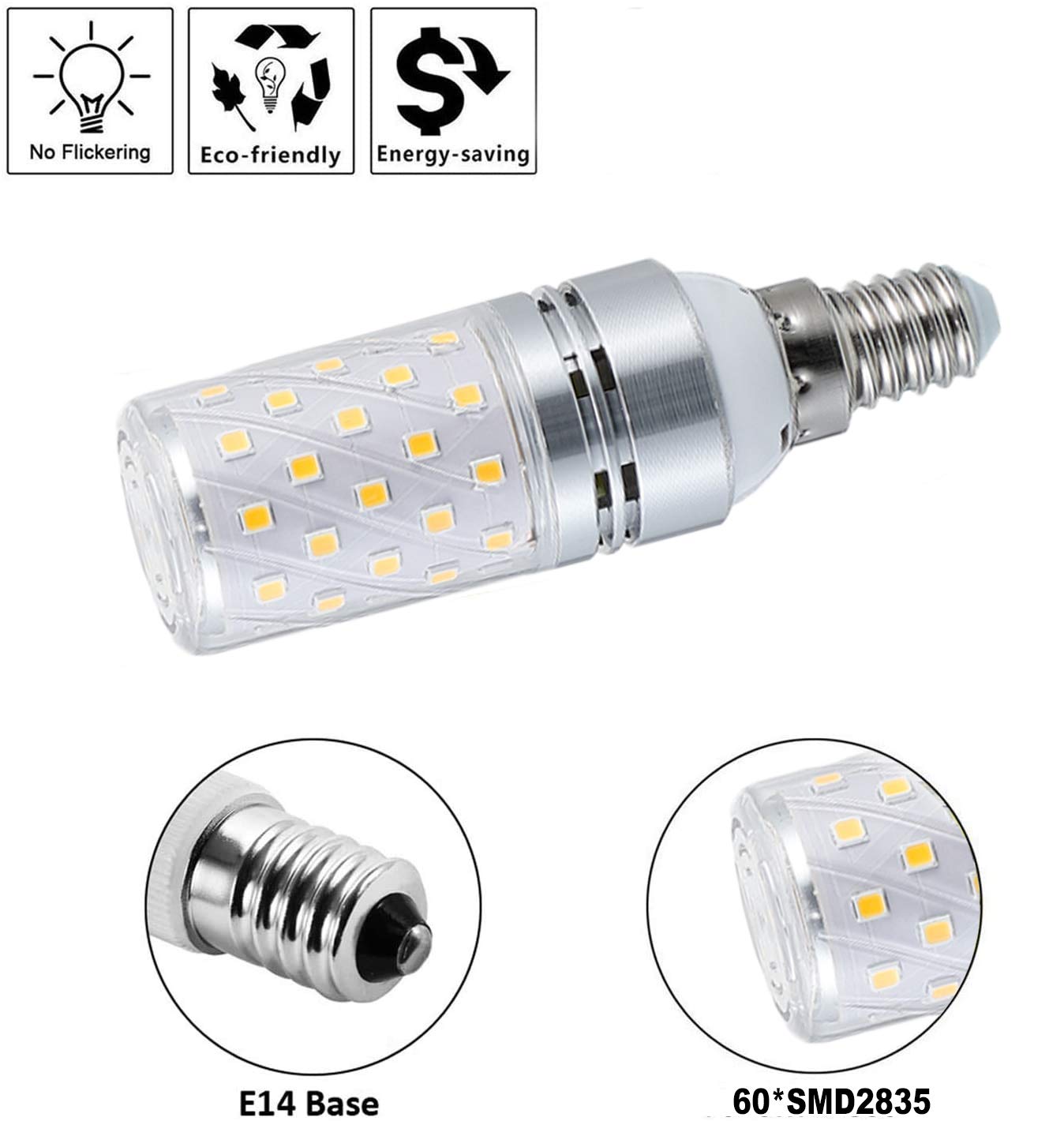 Bombillas LED maíz E14 12 W/16 W, bombillas LED, atenuación inteligente tres colores 2700 K 3600 K, 980/1300 lm, equivalente a incandescente 120 W/160 W, bombillas LED tornillo Edison no regulables,