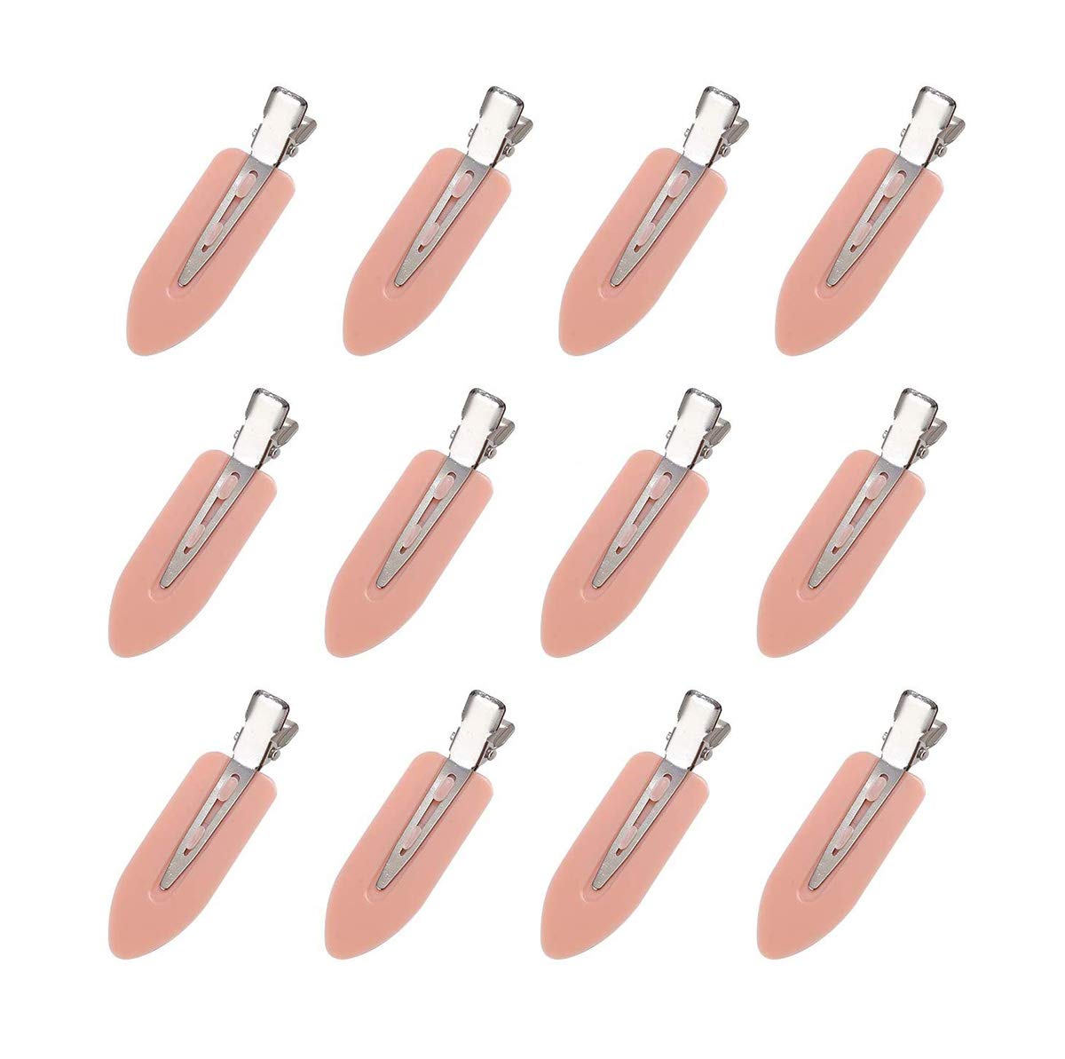 Pofet Pink 12Pcs No Bend Hair Clips Makeup No Crease Hair Clips Pin Curl Clips For Hairstyle Bangs Waves Styling Or Makeup Application