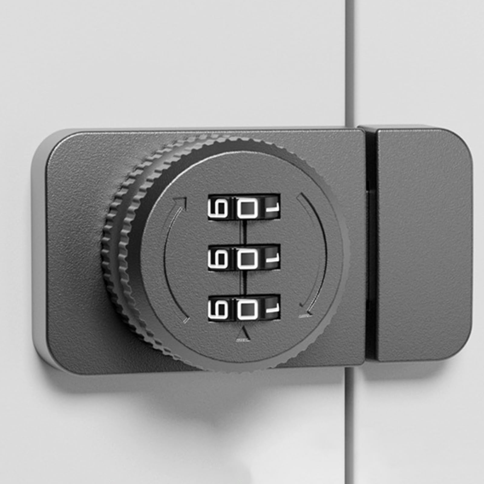 No Drilling Installation Keyless Password Lock, 3 Digit Lock Mechanical Code Lock Digital Push Button Door Lock for Glass Cabinet, Locker, Sliding Door (Grey)
