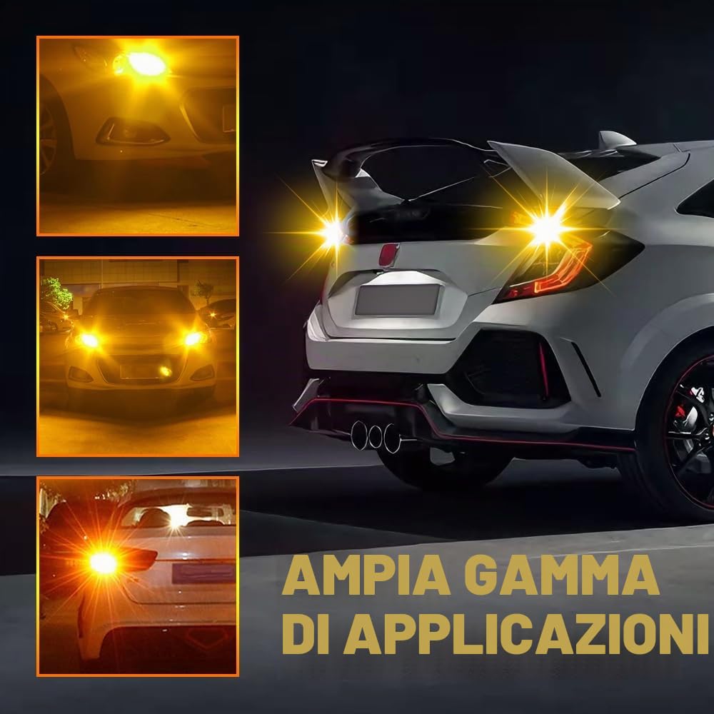 2 pezzi lampadine LED 1156 ambra, 7507 BAU15S Py21w Lampadina LED Canbus senza errore Anti Hyper Flash Lampadina di ricambio per indicatore di direzione LED Super luminosa 12V-24V 27SMD 28W 4000LM