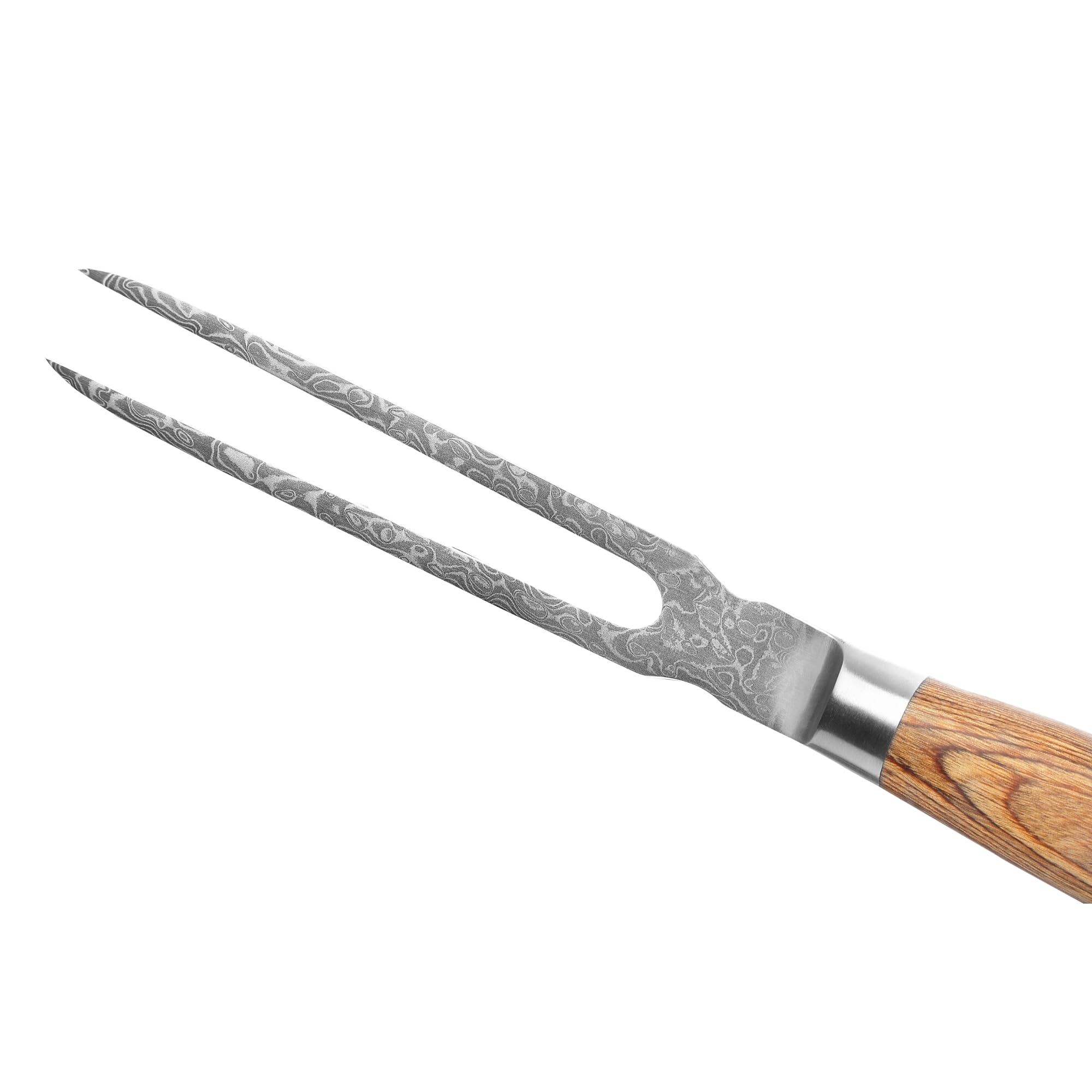 Wakoli EDIB PRO Fourchette à Découper en Damas, 18 cm, Manche en Pakka | professionnelle, acier damassé à 67 couches avec noyau VG10, pour viande et barbecue, gauchers et droitiers, coffret cadeau