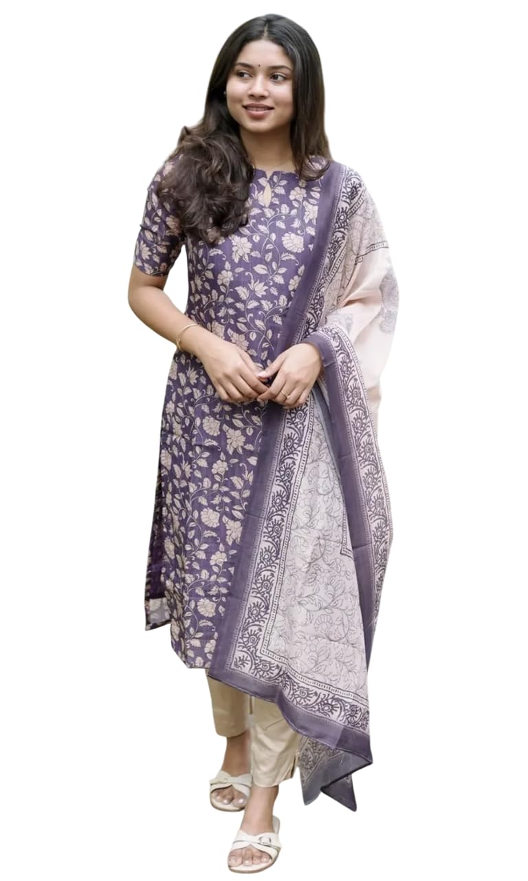 sun fashion and lifestyle Silk Blend Kurta Dupatta Sets for Woman | Kurti Set (BZKD11_Purple)-picture-21