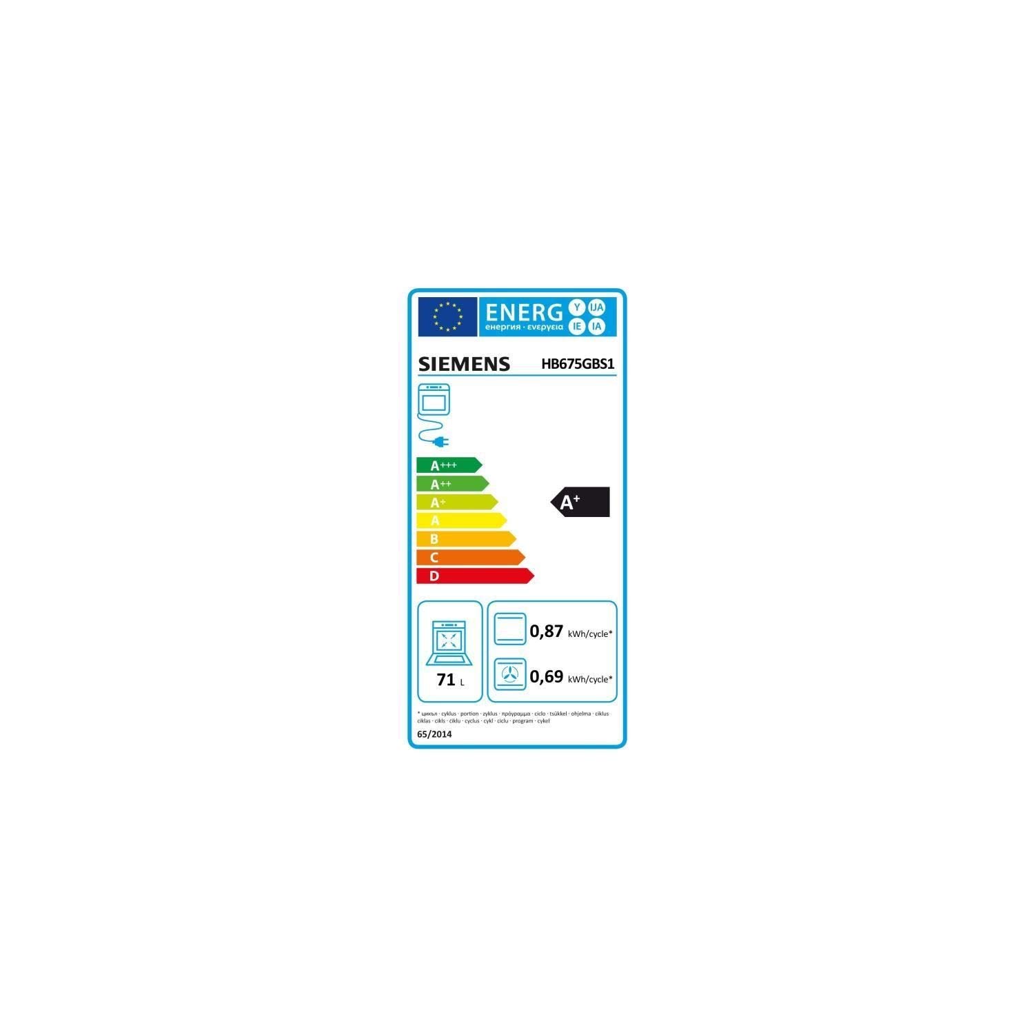 Four multifonction pyrolyse SIEMENS HB675GBS1 Inox 71L - 59.5x54.8x59.4 cm