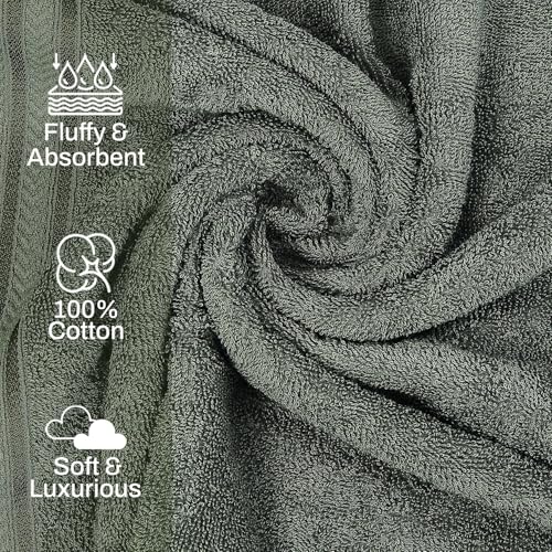 Image of Layers 100% Cotton Gym Towel | 380 GSM Quick Dry & Super Absorbent | Soft, Fade Resistant & Long Lasting | Gym, Yoga, Sports, Travel & Pool | 1 Piece for Men & Women | 50 x 100 cm - Grey