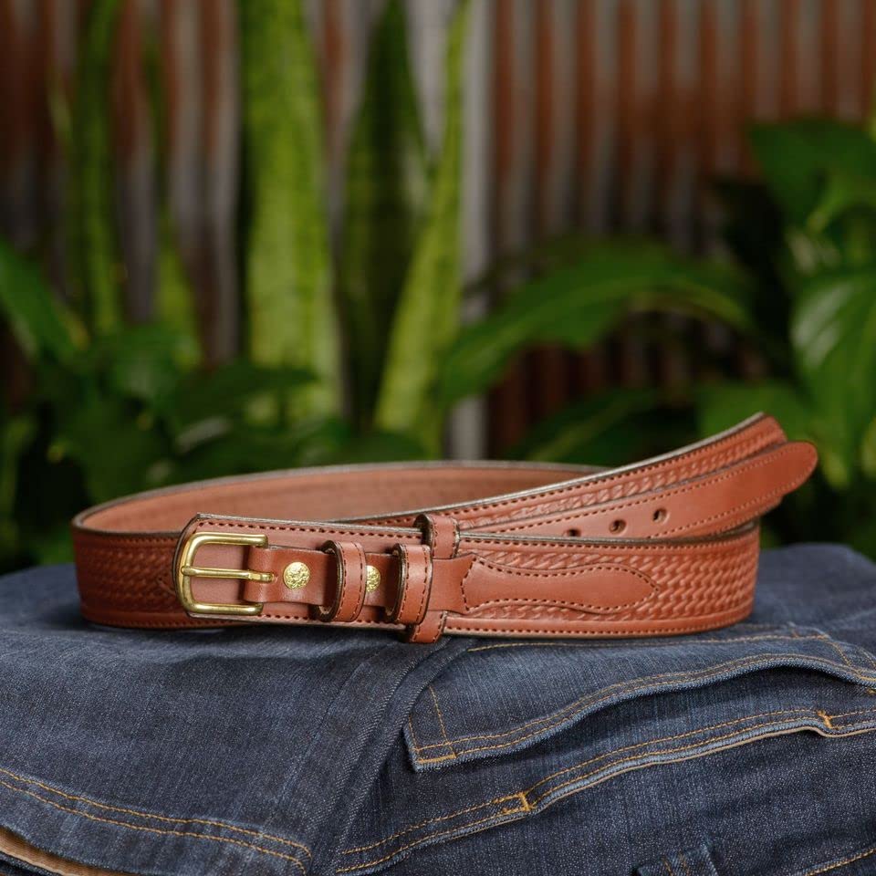 Bullhide Belts Mens Basket Weave Leather Belt, 1.5" Wide2