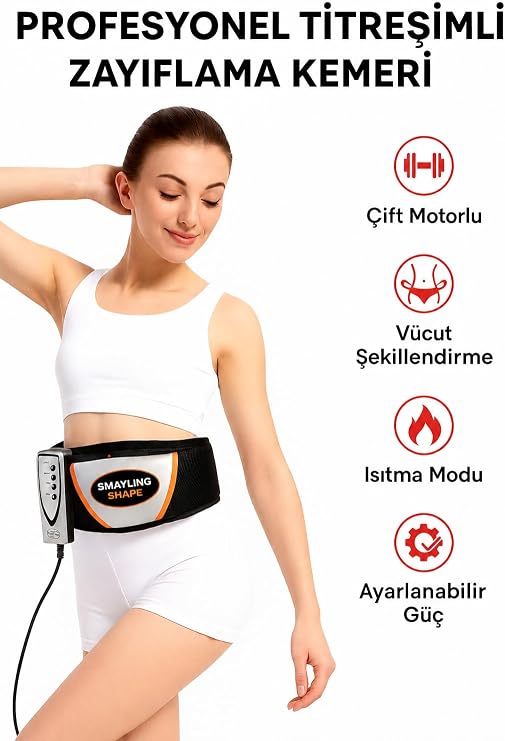 Titreşimli Zayıflama Kemeri – 5+1 Mod, Isıtma Fonksiyonu, Çift Motorlu Masaj, Ayarlanabilir Güç, İncelme ve Vücut Şekillendirme Kemerı – Evde Spor ve Masaj Cihazı
