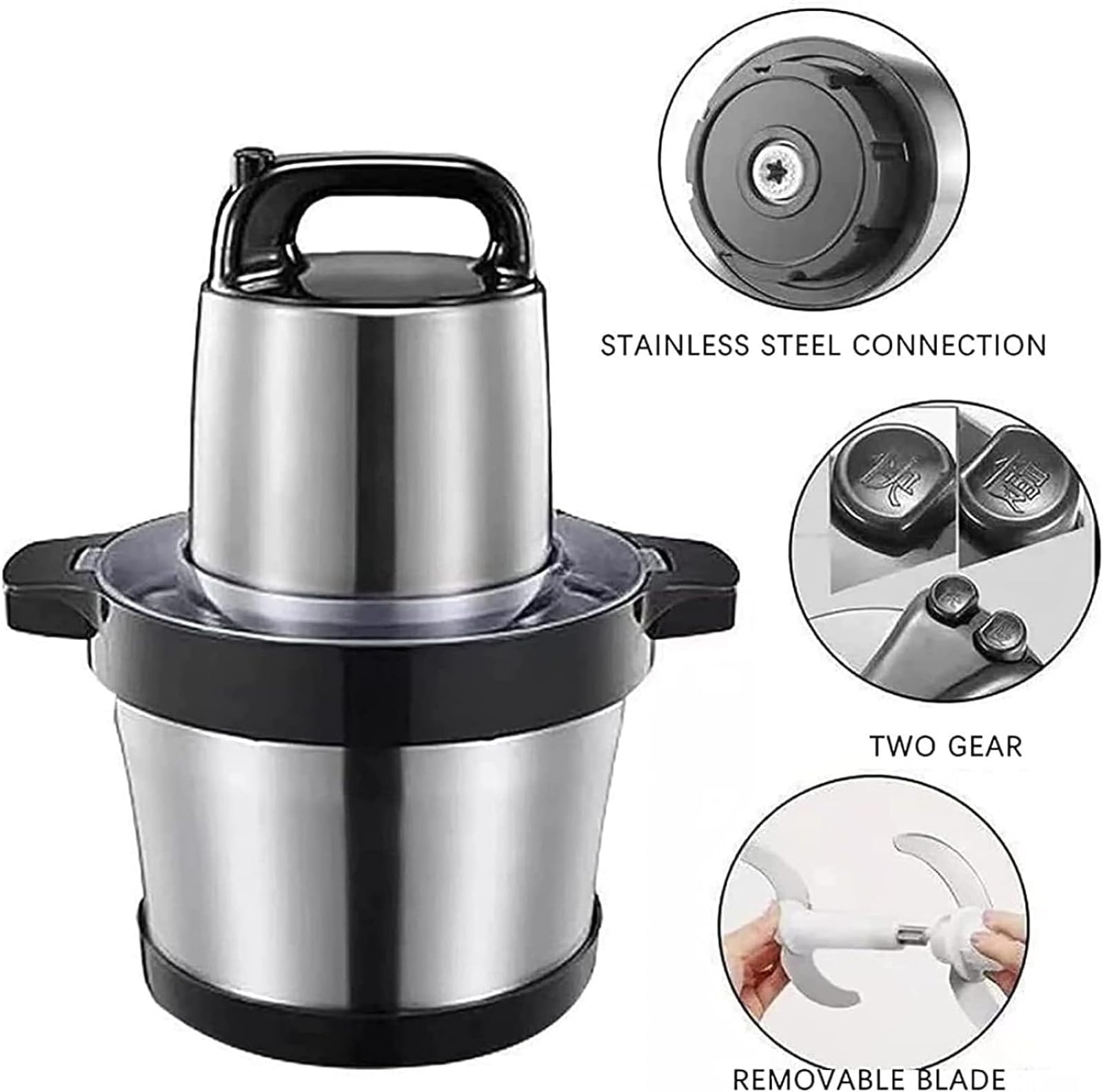 Siekacz do żywności, elektryczny młynek do mięsa 1000 W, miska ze stali nierdzewnej 6 l, komercyjny blender do mięsa do warzyw, orzechów, cebuli i mięsa