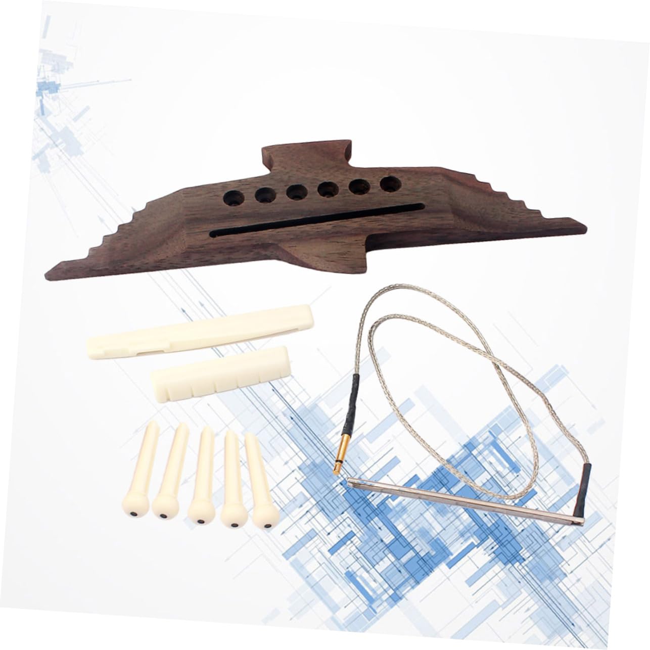 Yardwe 1 Set Folk Guitar Bridge with Wooden Saddle Nut and Pickup Stick Easy to Use Replacement for Acoustic Guitar Lightweight and Versatile for Enhanced Sound