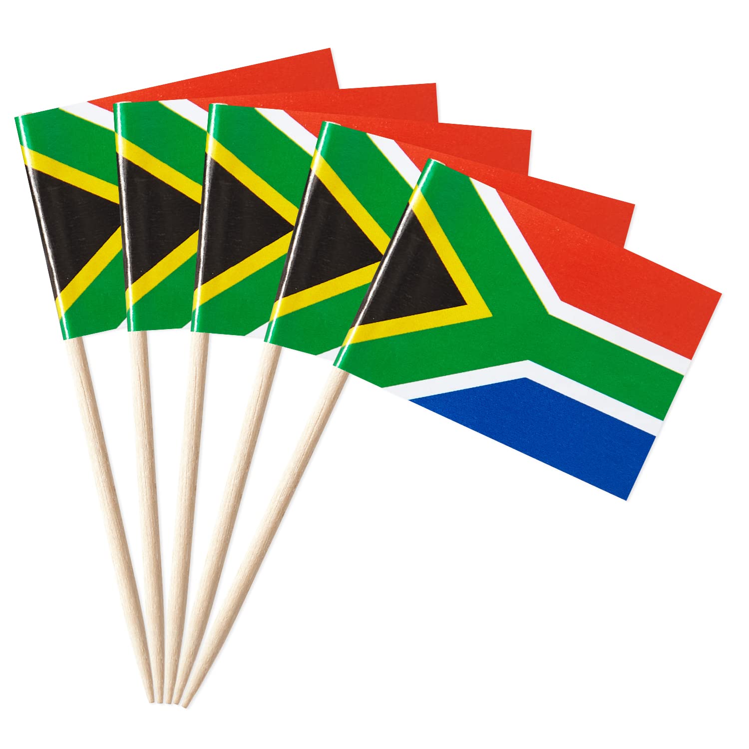 GentleGirl 100 Pcs South Africa Flag South African Toothpick Flags Small Mini South African Cupcake Toppers Stick Flags Decorations