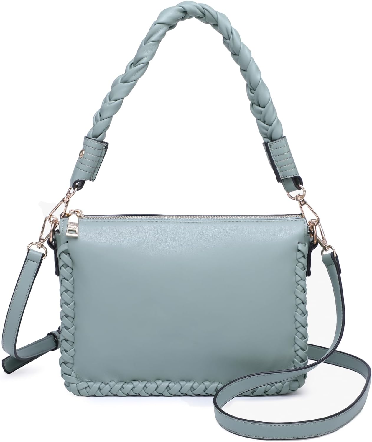 Judith Whipstitch Shoulder Bag for Women Vegan Leather Crossbody Purse Ladies Hobo Handbag with 2 Straps