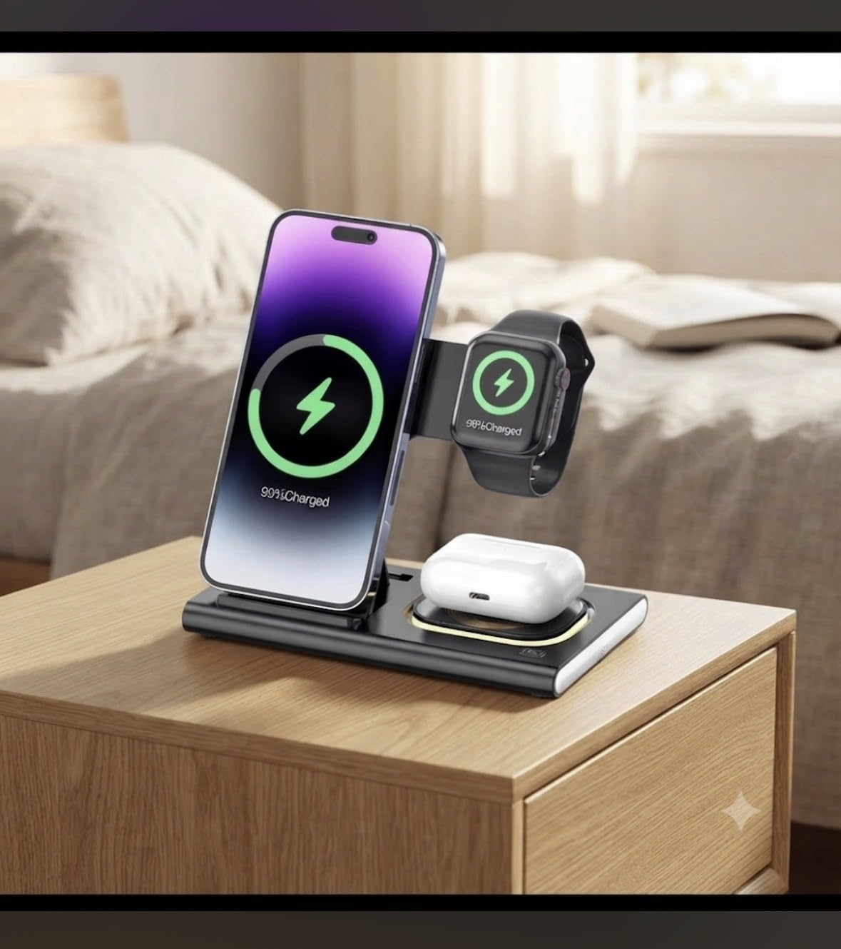 3 in 1 Wireless Charger Stand per iPhone 17 16 15 14 13 12 Pro Max Apple