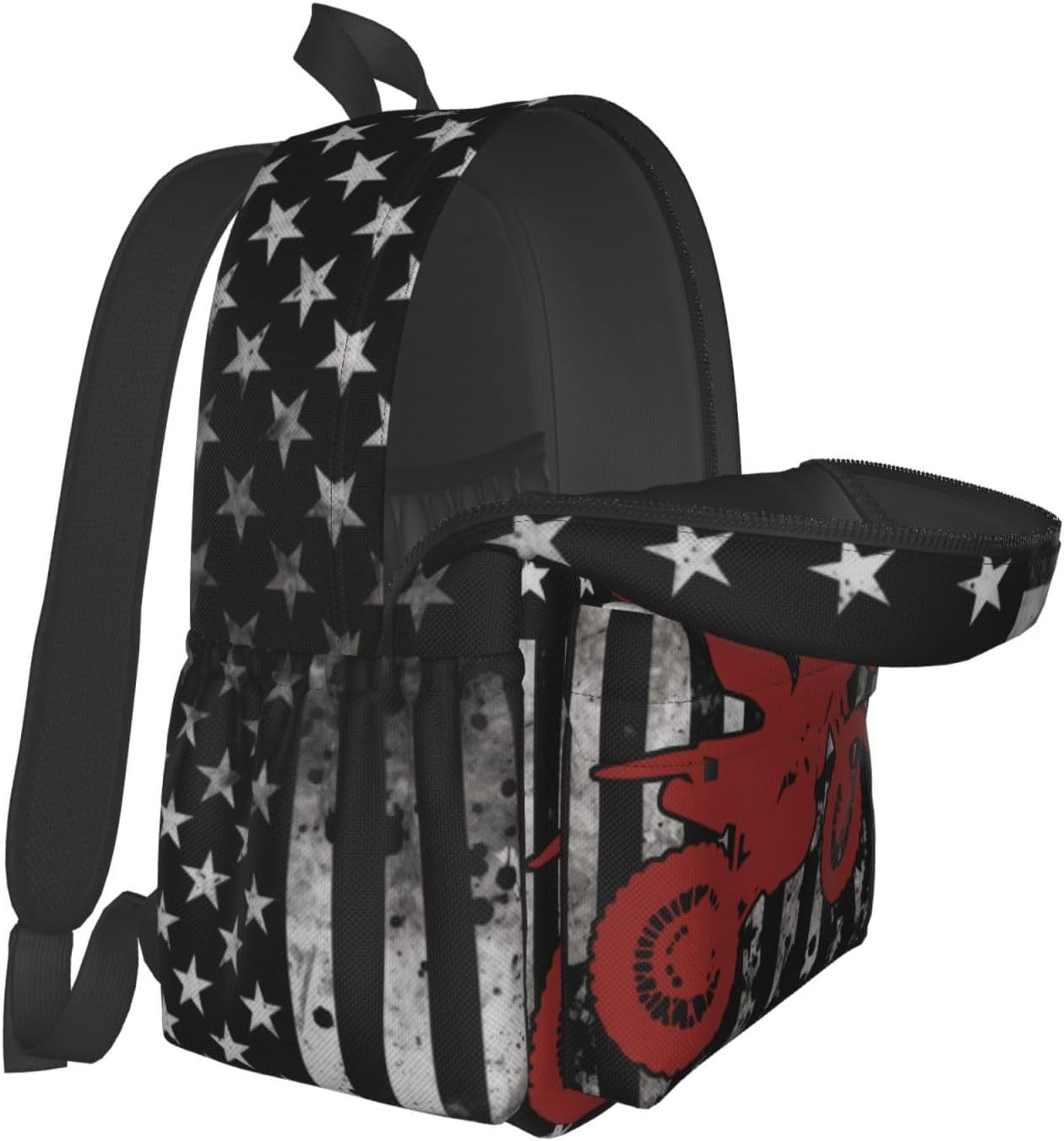 American Flag Motocross Backpack Laptop Backpacks Multipurpose Daypack For Men Women Travel Hiking - Image 7