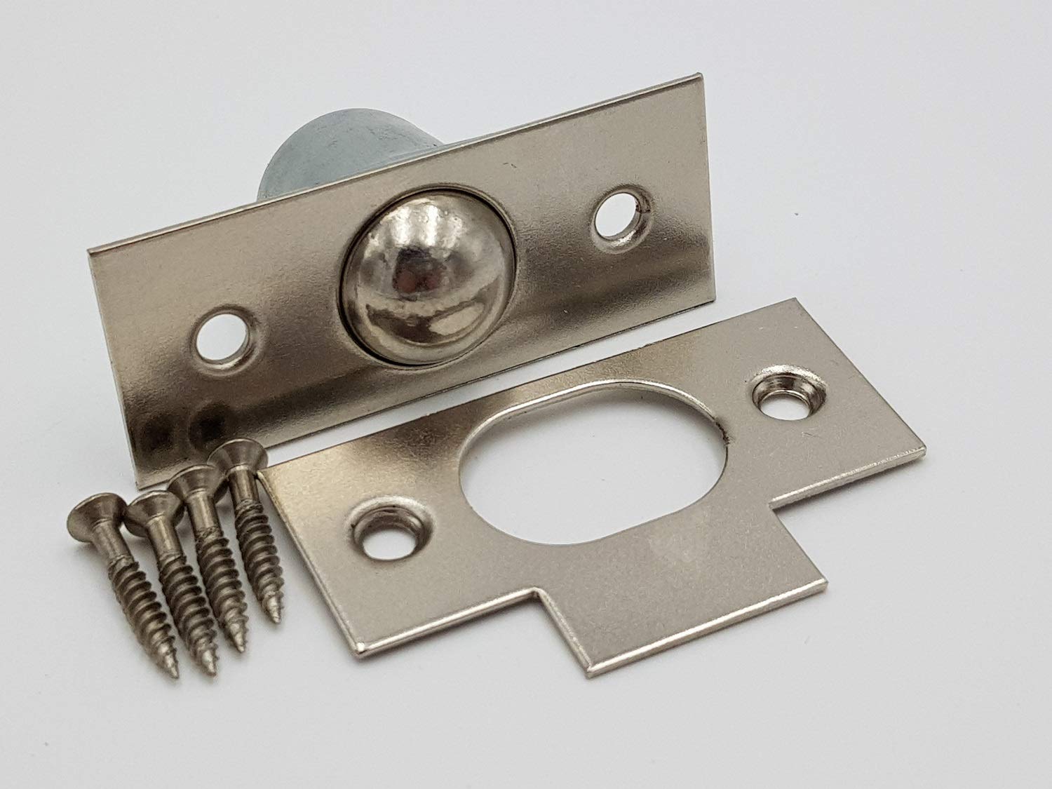 Pack of 2 Bales Catch Mortice Latch 19Mm 3/4 Roller Ball Nickle Plated + Screws