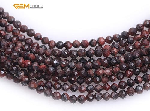 Miniatura 4 de GEM-Inside - Cuentas pequeñas con diseño de ojo de tigre rojo de piedra natural de 0.079 pulgadas (0.079 in) para fabricación de joyas, 15 pulgadas