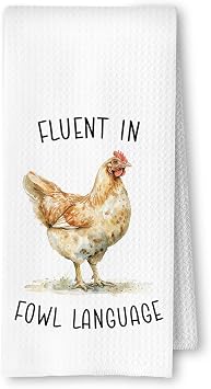 Funny Chicken Kitchen Towels, Chicken Lover Mom Lady Gifts Dish Tea Towels for Kitchen Decor, Farmhouse Hen Rooster Decorative Hand Towel for Bathroom, 16x24 Inches