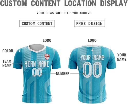 Miniatura 2 de Camiseta de fútbol personalizada para hombres y jóvenes, camisetas de fútbol atléticas personalizadas con el nombre del equipo y el logotipo del